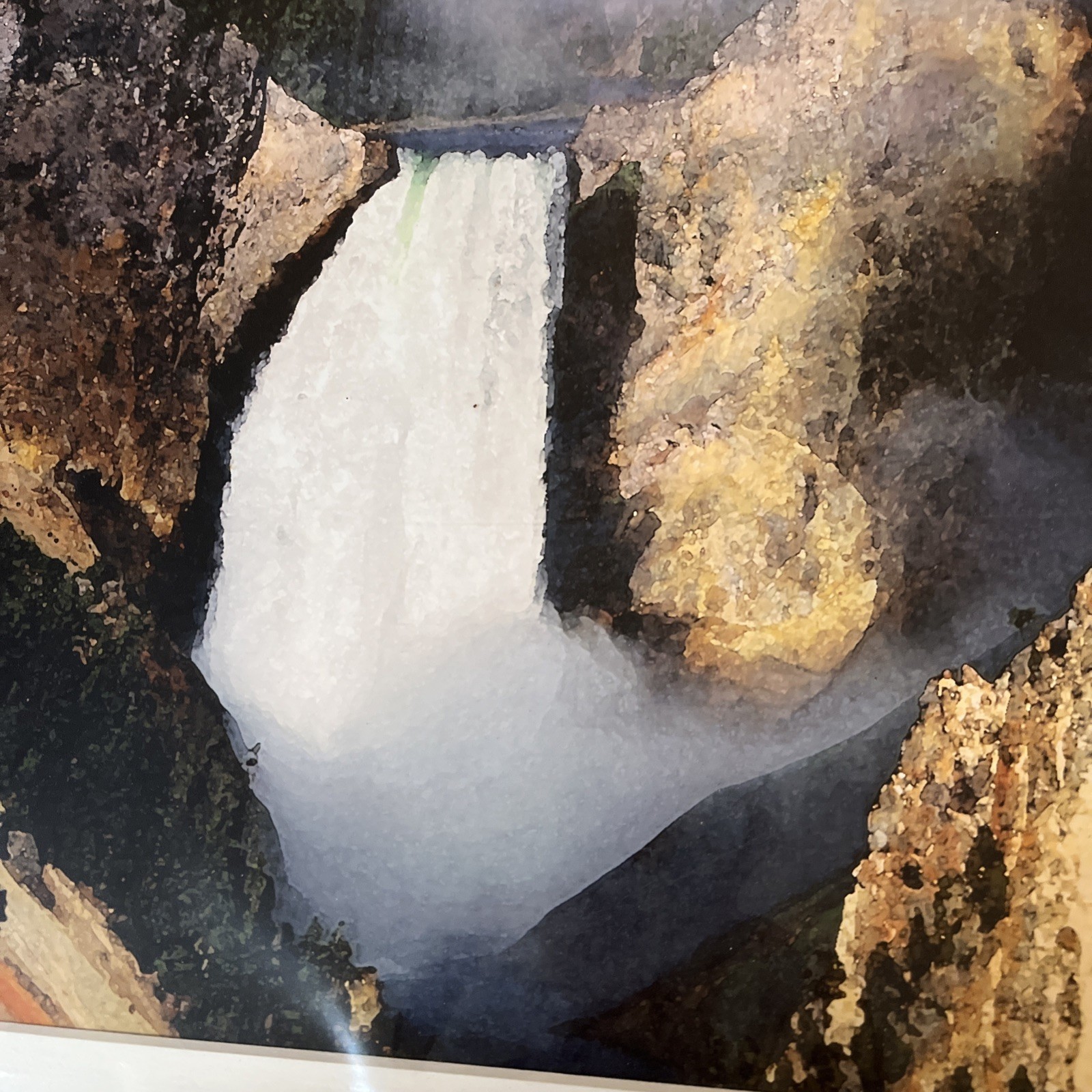 Matted Photo Yellowstone Waterfall Canyon Landscape Print 2006 Signed K. Fox