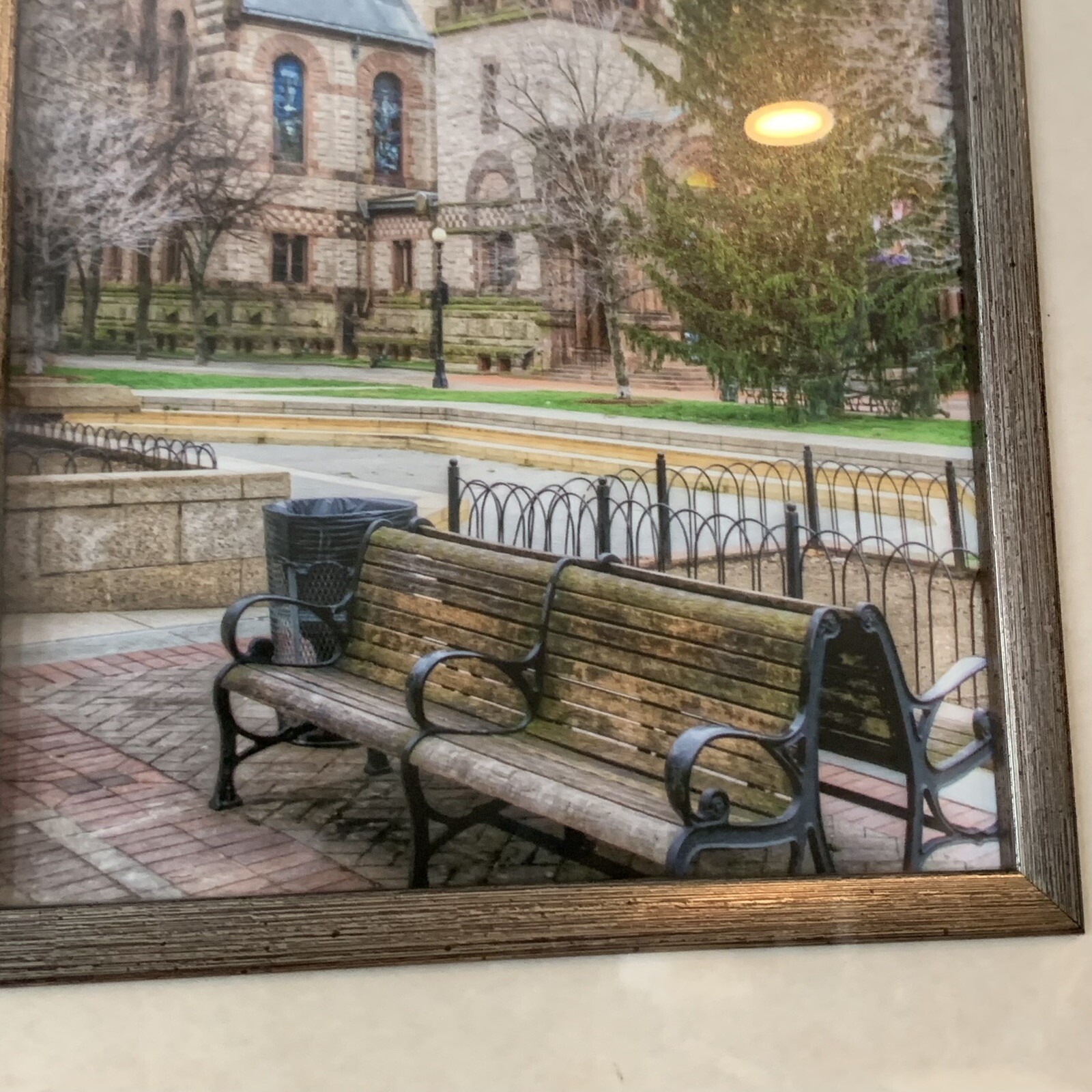 12×14” Wood Frame Wall Hanging with Trinity Church Boston 5×7” Photo in Glass