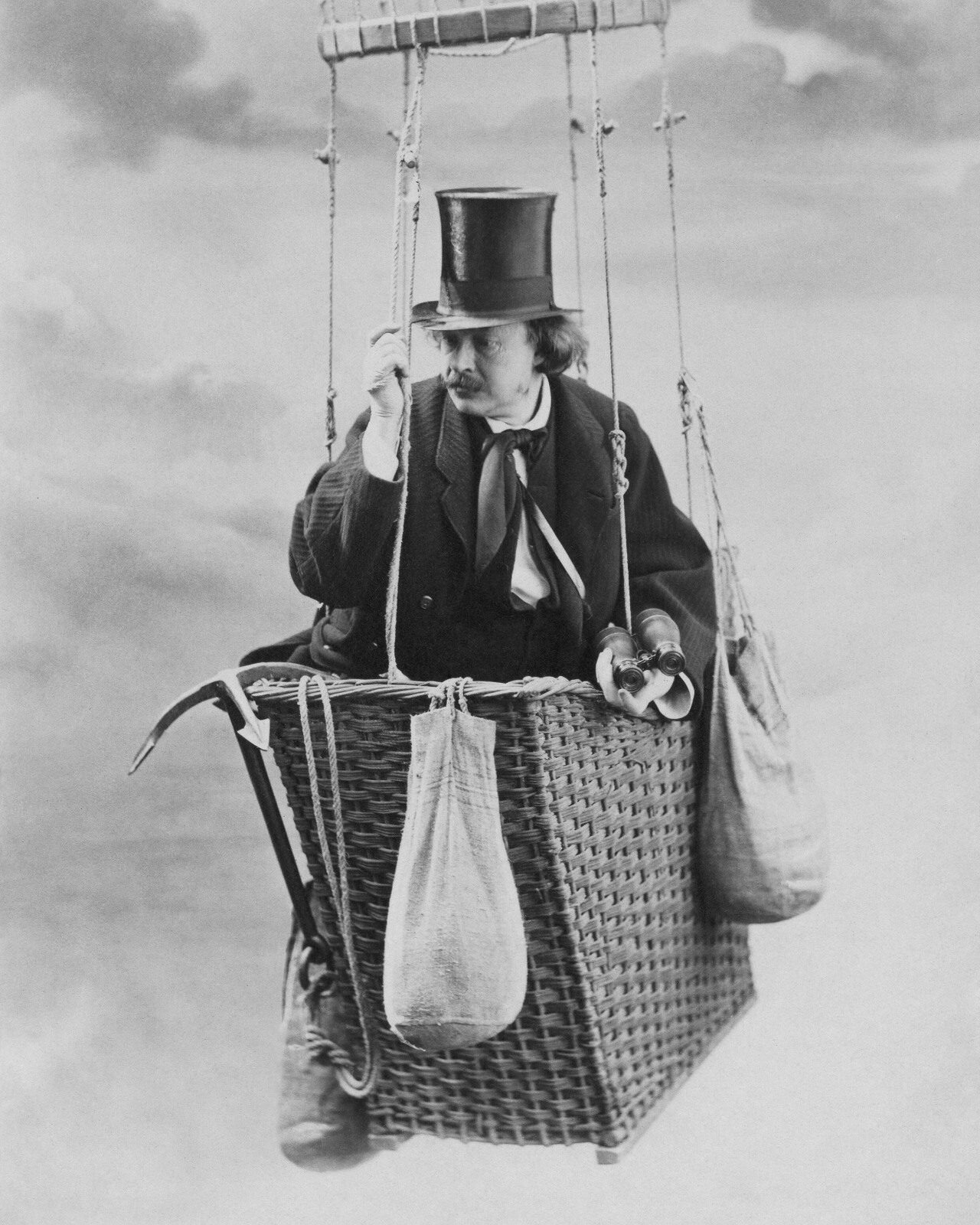 Felix Nadar in the basket of a balloon 8″x10″ Photograph Print 8×10