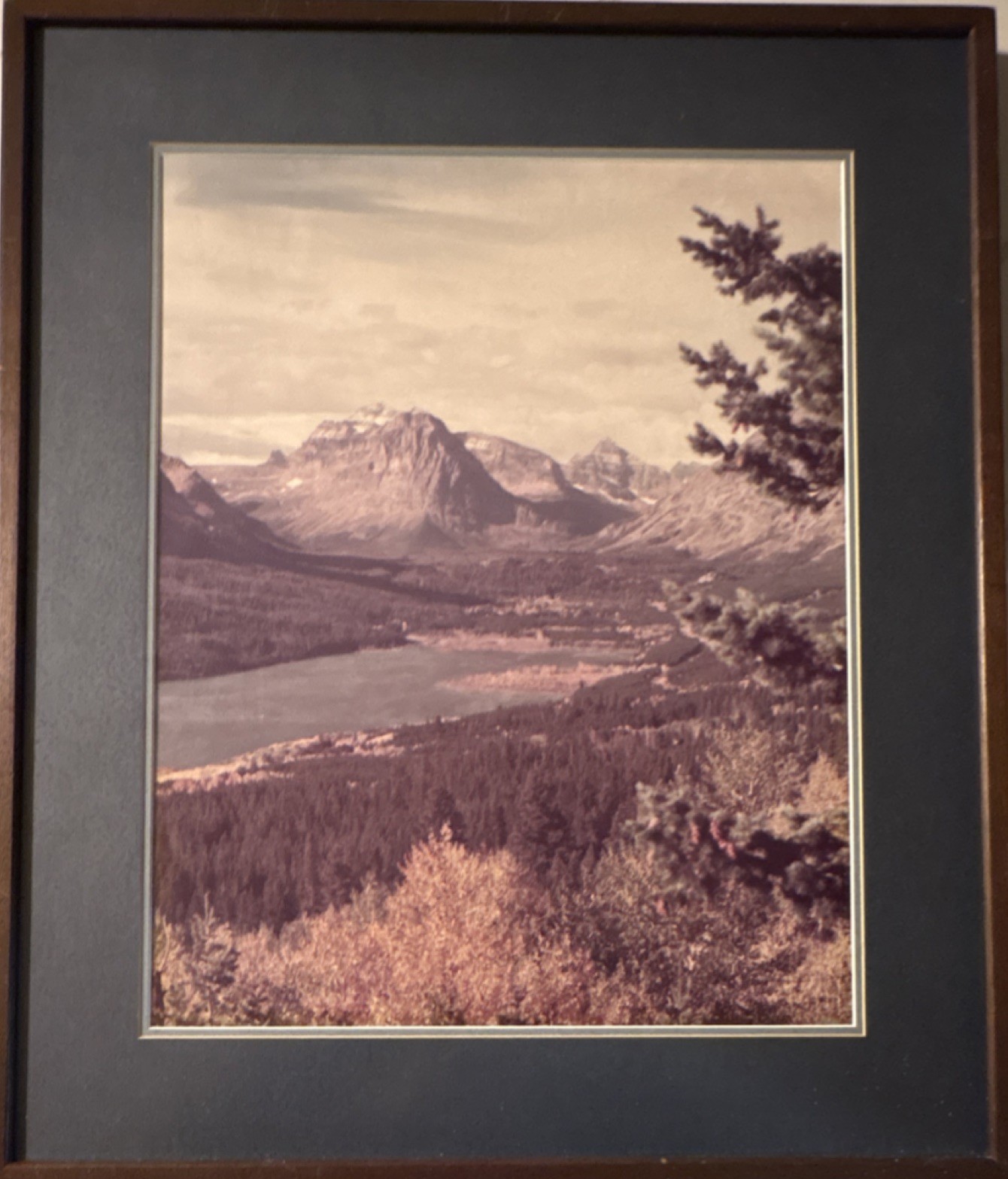 Vintage Glacier National Park St Mary Lake Large Framed Double Matted Photo