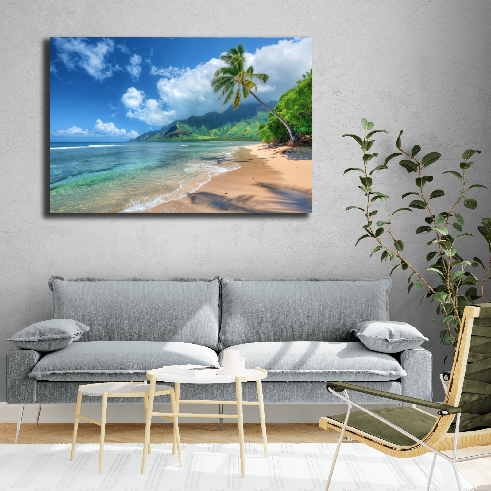 Hawaii Beach Art, Hawaii Shoreline Photography, Tropical Beach Hawaii Mountains