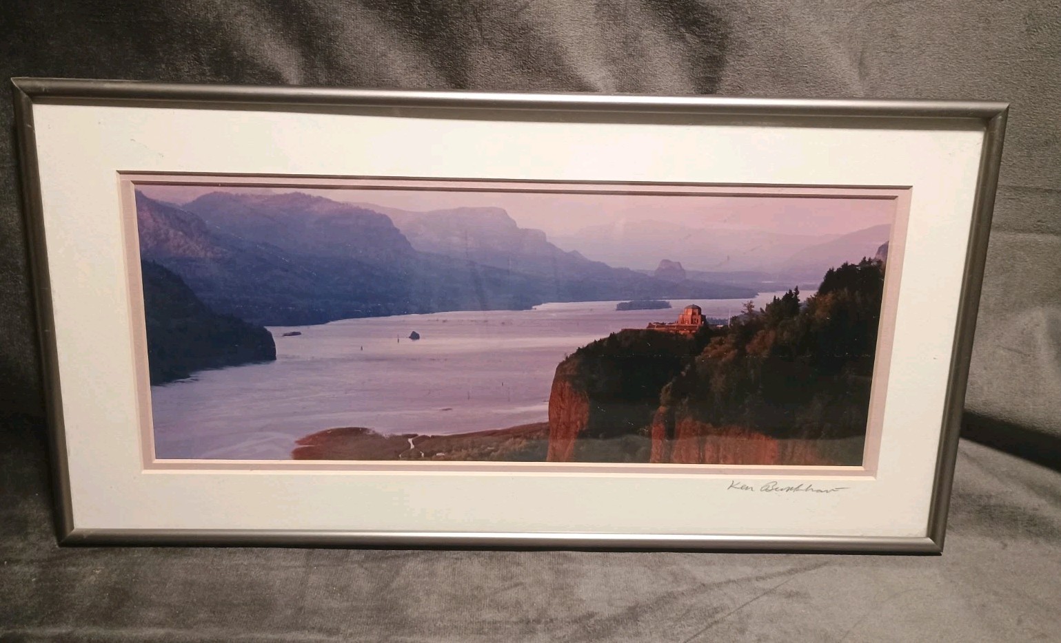 Crown Point Sunset Columbia River OR WA Ken Burkhart Photography Framed 8 X 16″