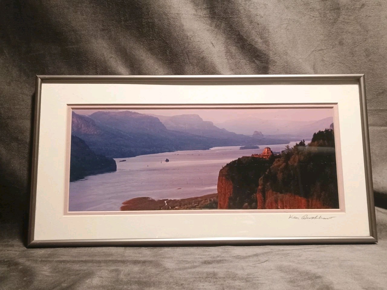 Crown Point Sunset Columbia River OR WA Ken Burkhart Photography Framed 8 X 16″