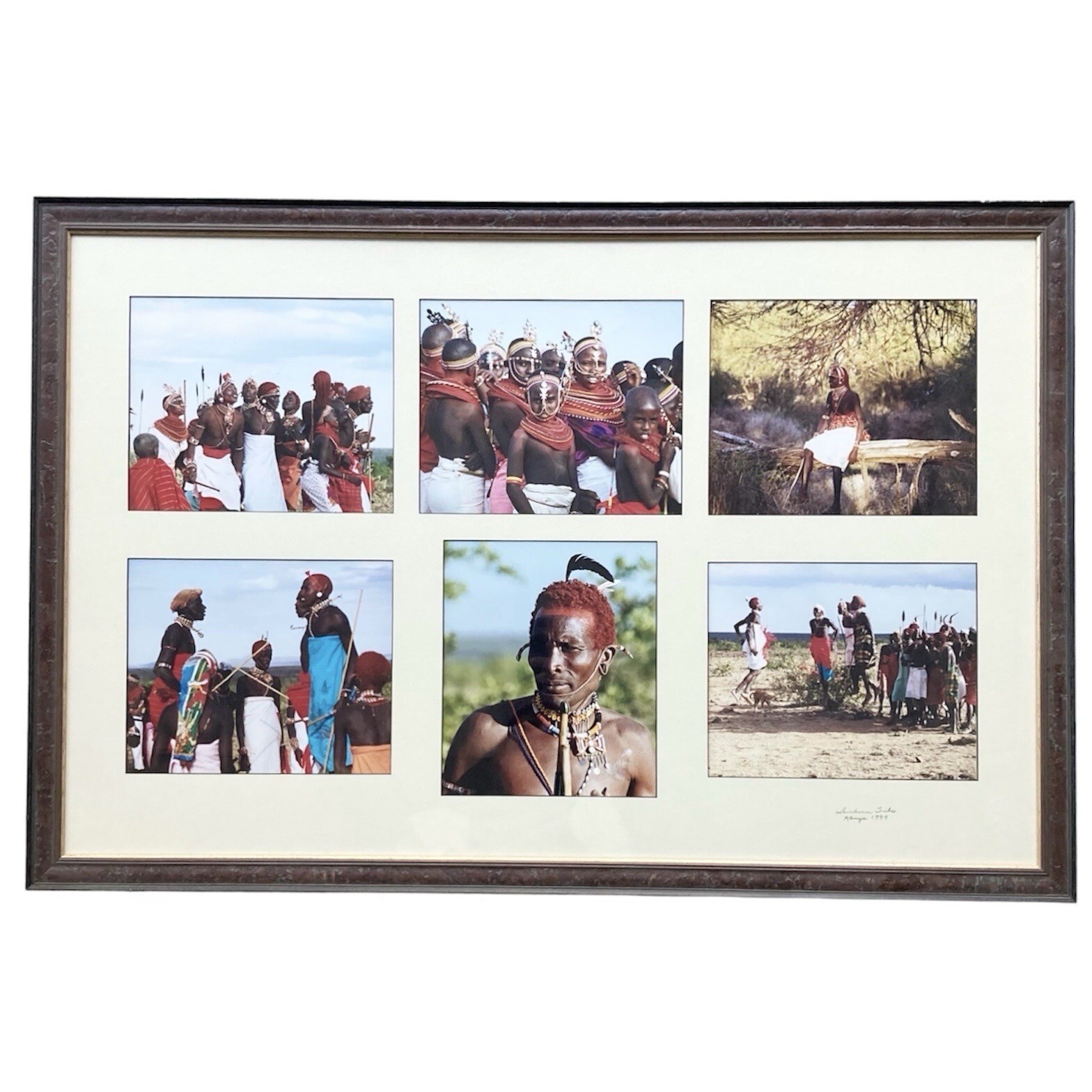 1990s “Samburu Tribe” Framed/Matted 6-Piece Split Original Photography 37” Kenya