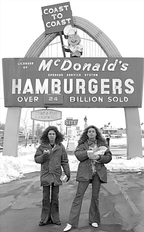 Eddie Van Halen and David Lee Roth on the Road Eating Burgers