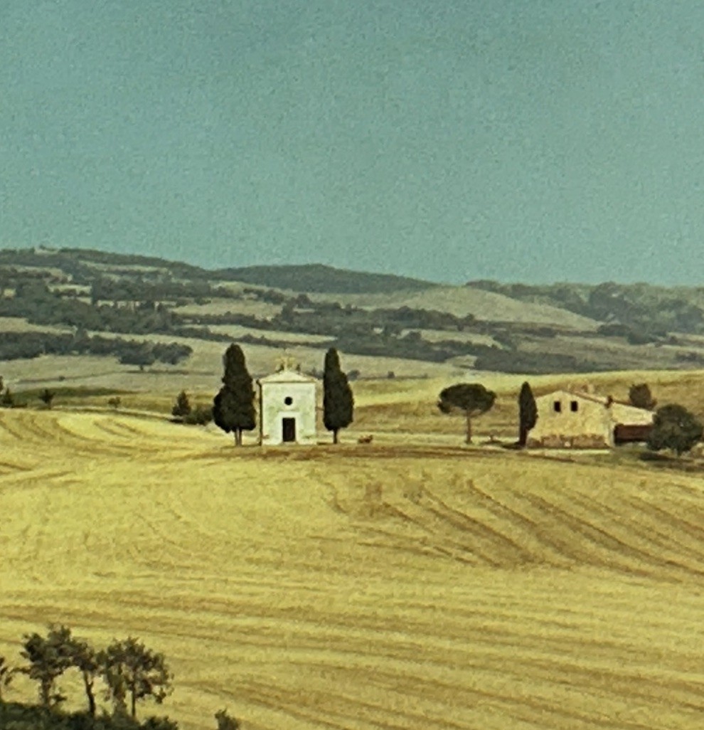 VTG Italian Photograph Tuscany (5×7) CHAPEL IN THE HILLS Murphy Matted 8”T 10”W