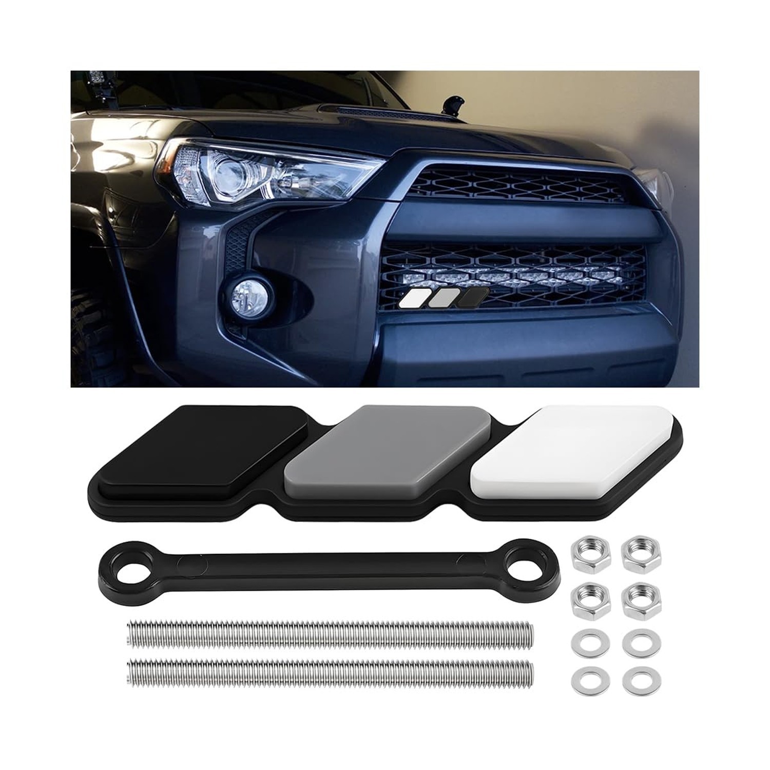 Car Grille Decor Badge, Tri-Color Creative Vehicle Front Grille Insert Trims,…
