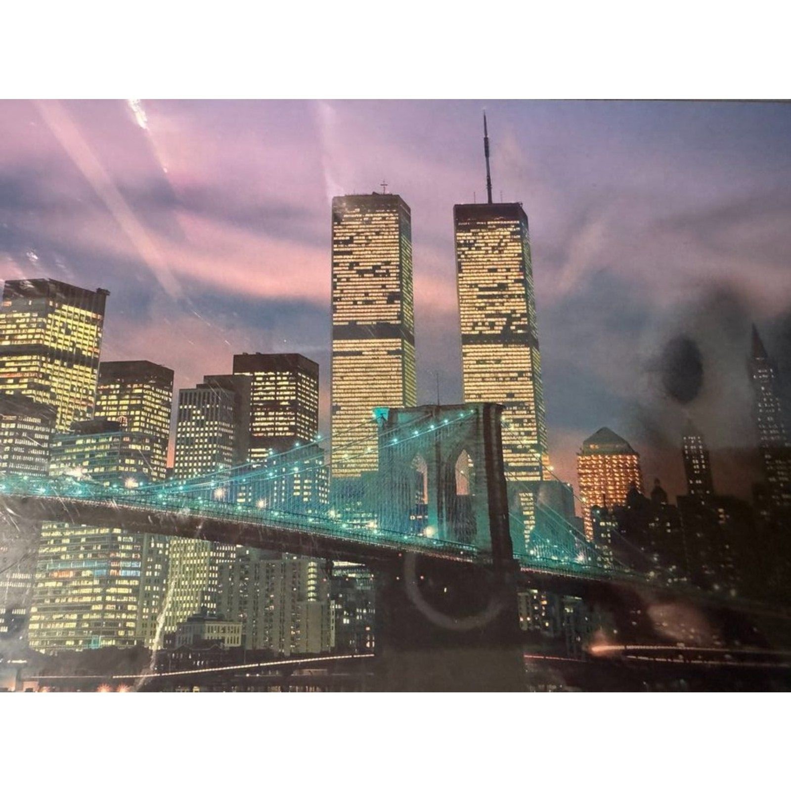 Vintage Framed New York City Skyline Print World Trade Center 19″ x 15 1/2″