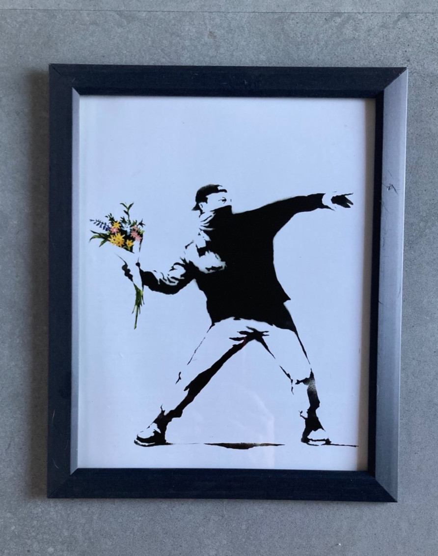 BANKSY 2003 Flower Thrower Framed Wall Art 8×10 Print Photograph Graffiti Street