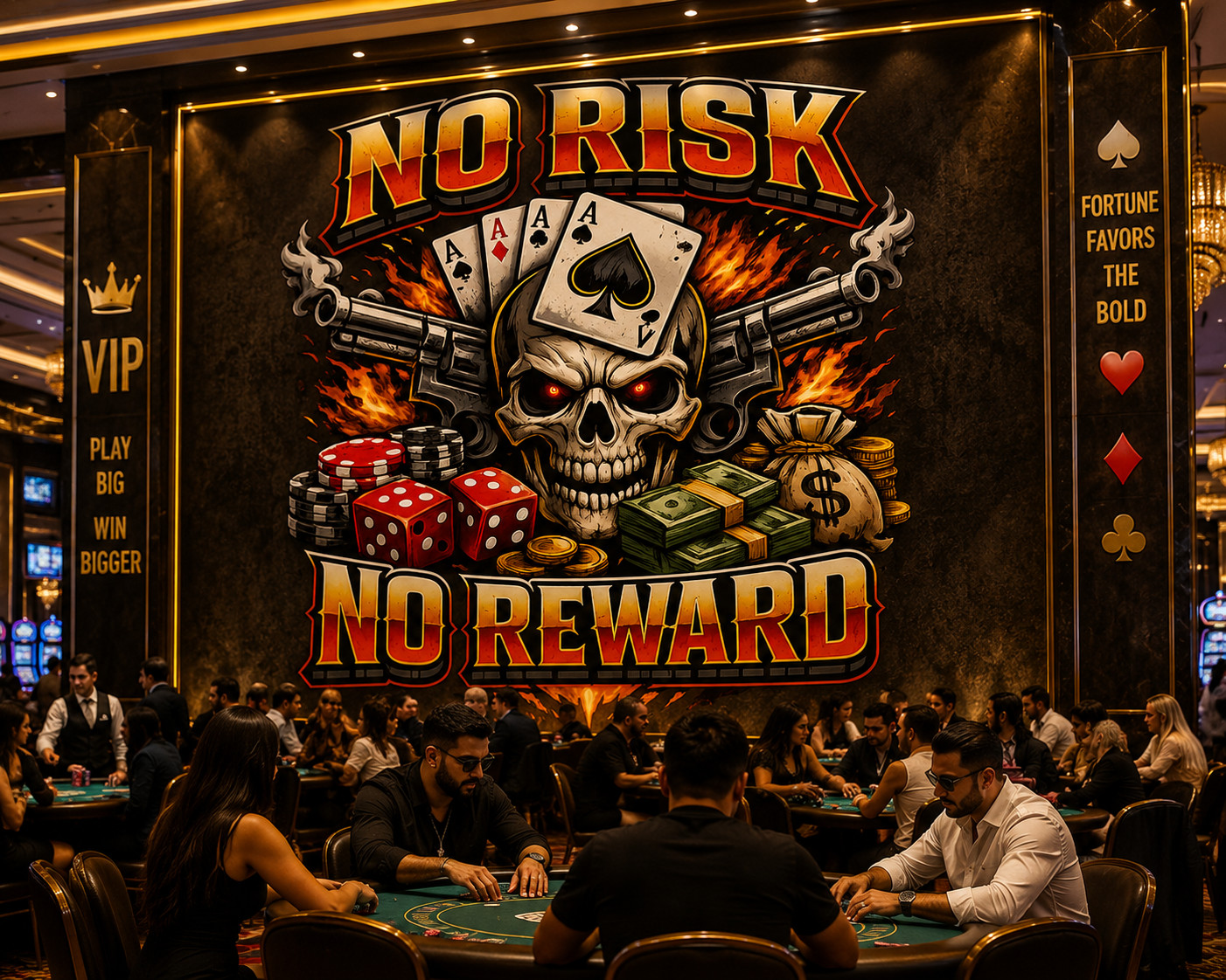 No Risk No Reward Skull PNG Digital Download T-Shirt Sticker Print Design