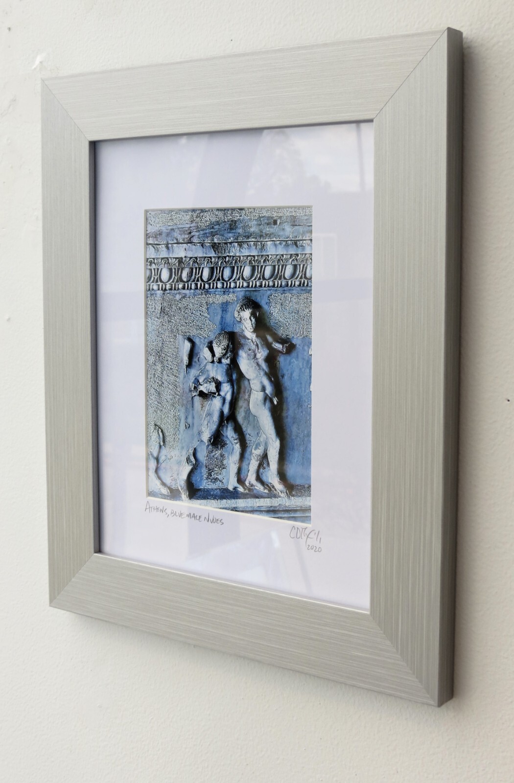 Ancient Greece Travel Photography, Athens Blue Male Nudes, Framed Original