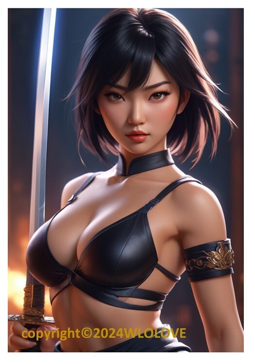 Beautiful Sensual Asian Girl Anime D on Quality semi-gloss Photo Paper 13″ x 19″