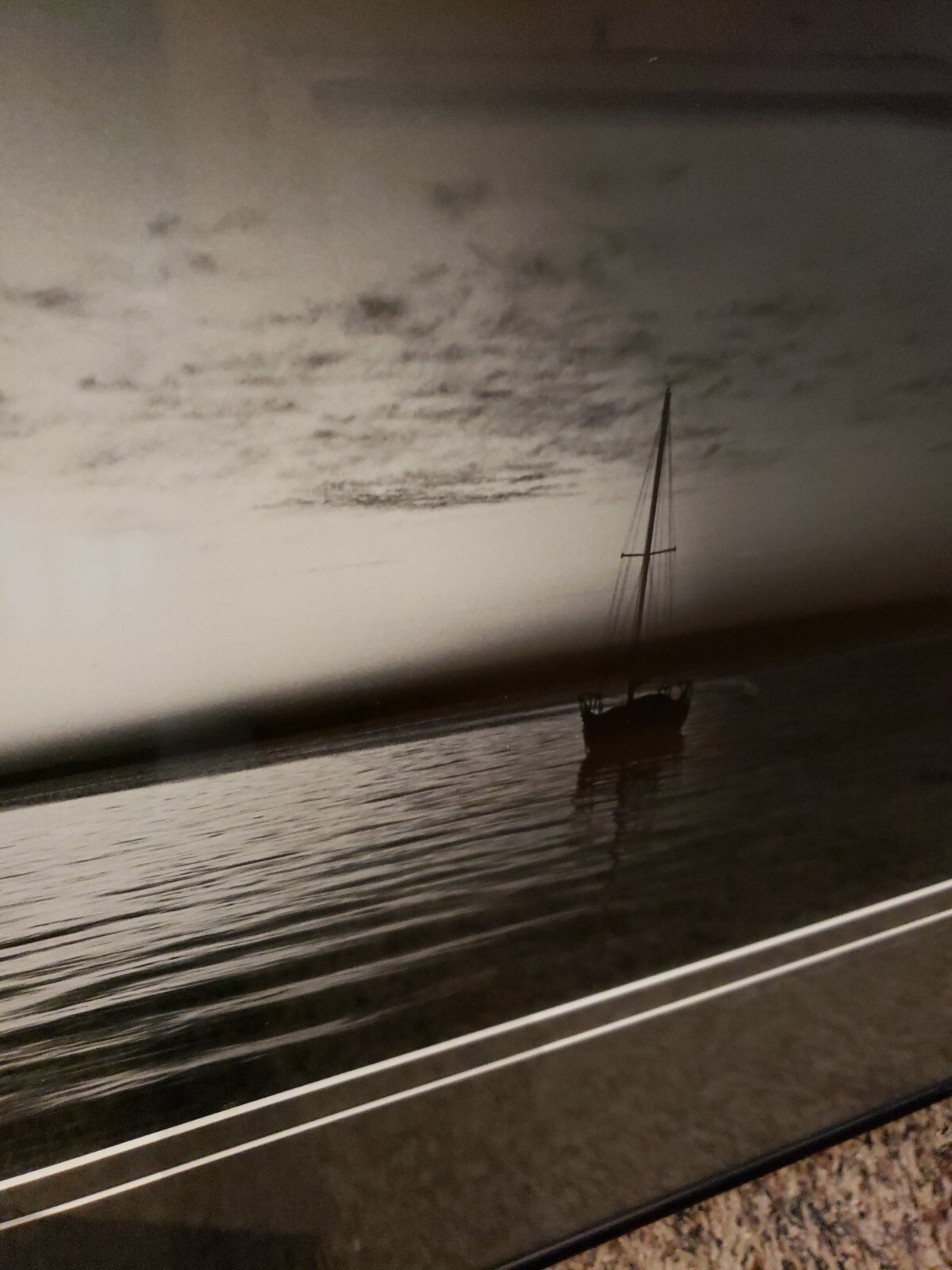 Edward Holland Signed And Numbered B&W Photography Sunset Sailboat 23″ W x9¼” H
