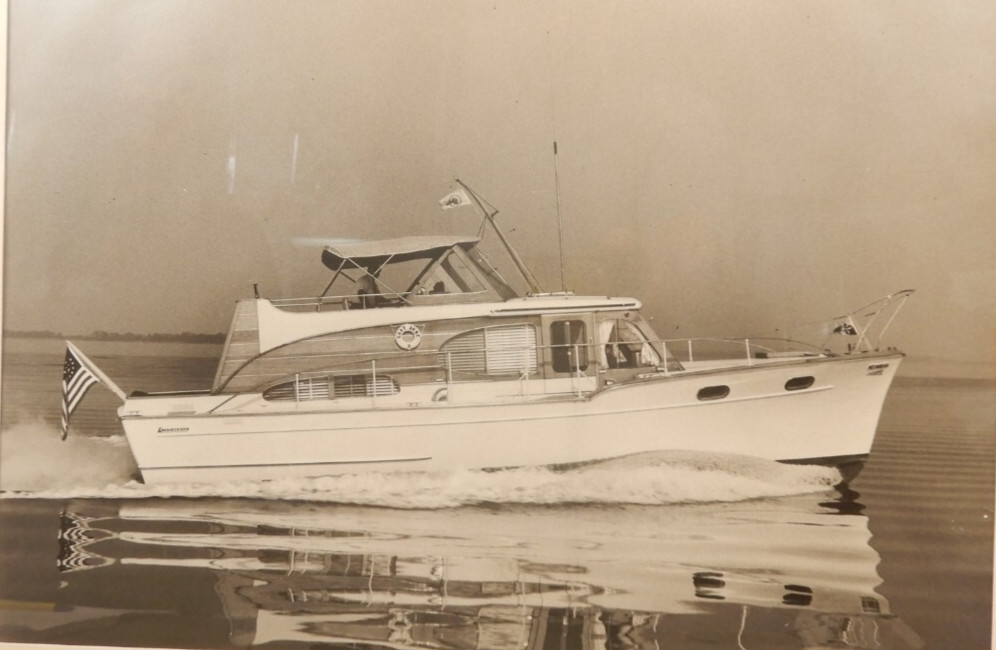 LARGE Vtg 1950s 60s Power Yacht Photograph Richardson Boat Cheaspeake Bay