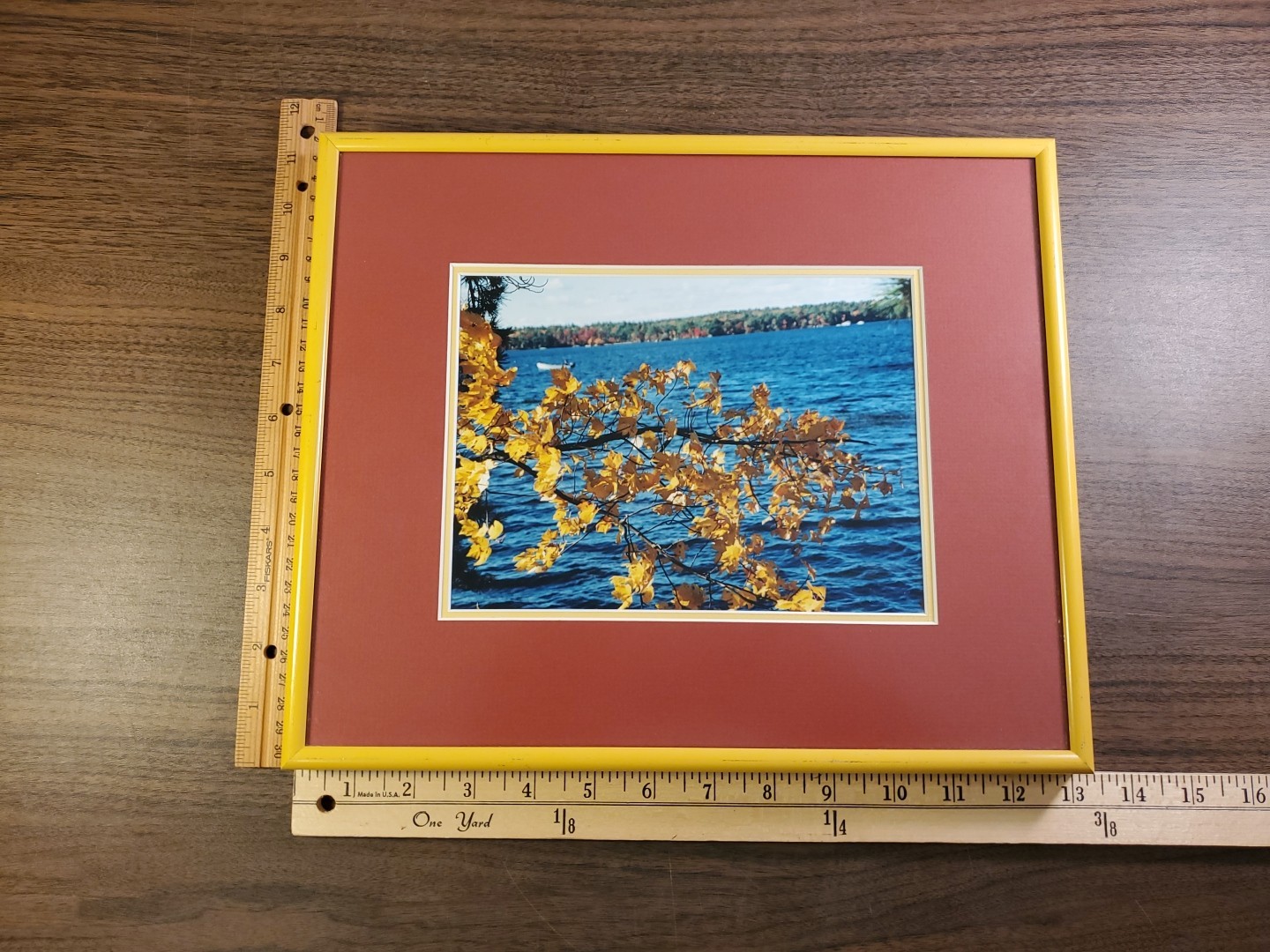Art Photography Photo Autumn Picture Lake Matted Orange Framed Leaves 11×13