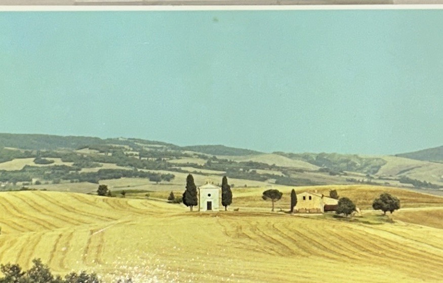 VTG Italian Photograph Tuscany (5×7) CHAPEL IN THE HILLS Murphy Matted 8”T 10”W