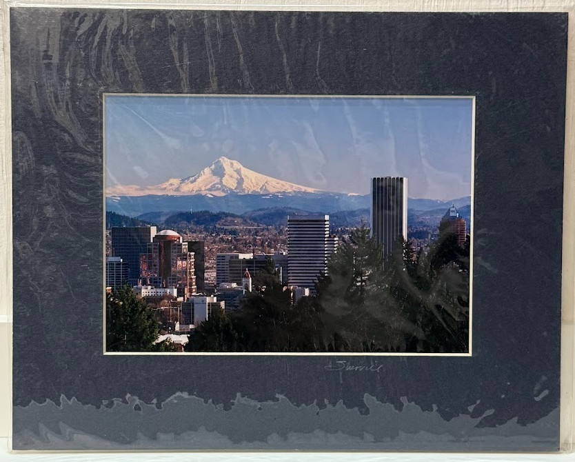 Signed Sherrill Photo Portland Oregon Skyline Mt Hood Cityscape Downtown PNW Art