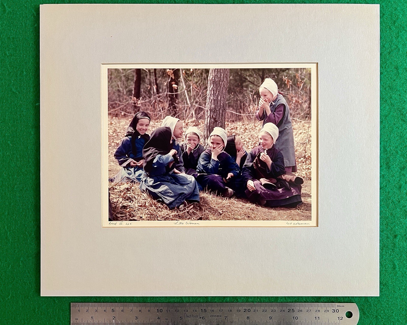 BILL COLEMAN Photograph AMISH Little Women SIGNED Matted PHOTO Pennsylvania