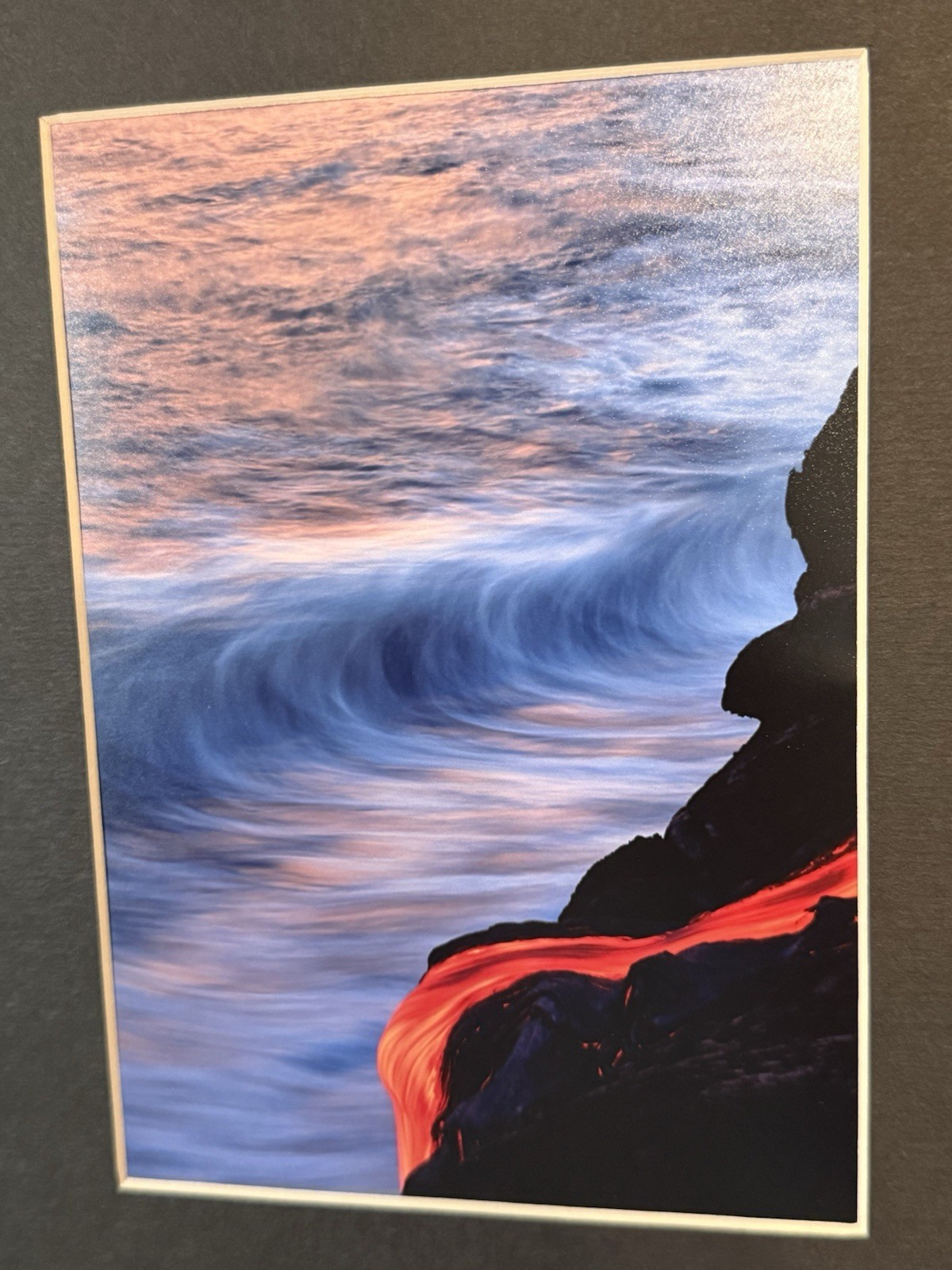 G Brad Lewis Signed Lava Ocean Photo “Endless Balance” Kilauea Volcano 5×7 in