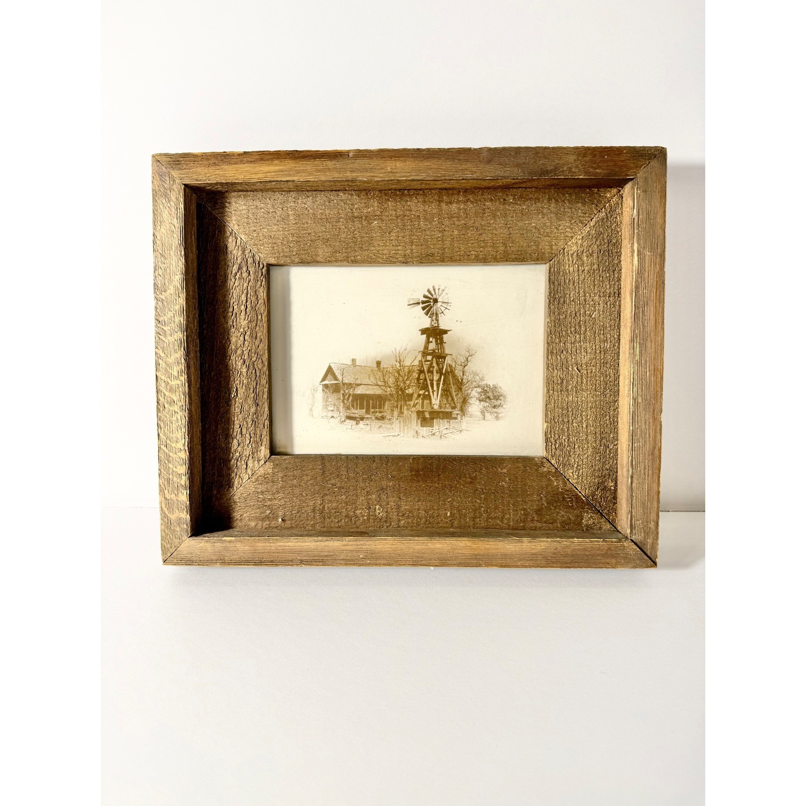 Rustic Farmhouse Windmill House Framed Wall Art Vintage Country Decor
