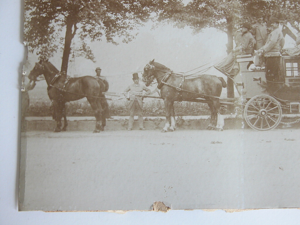 Vtg c.1880s-90s Photograph Men in Stagecoach Sepia B&W Wild West Travel