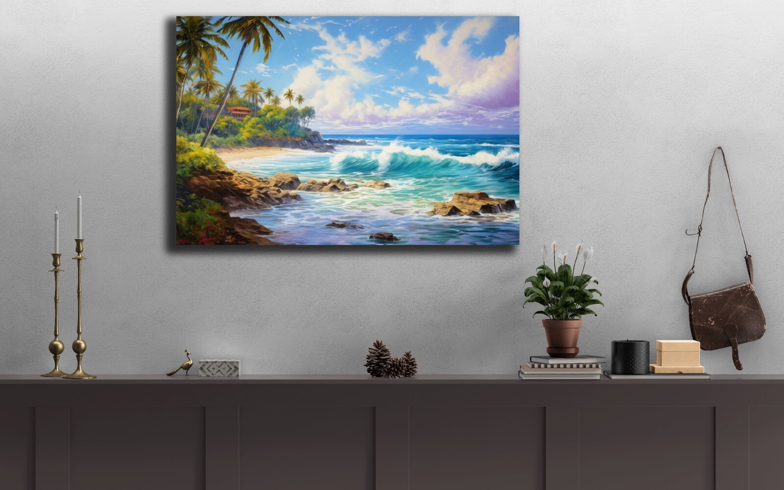 Hawaii Beach Ocean Painting, Hawaii Watercolor Painting Kauai Maui Honolulu Art