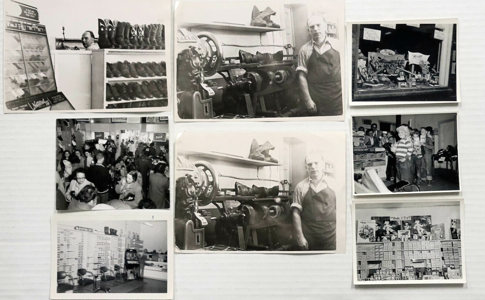 Vintage B&W Photos Shoemaker Cordwainer Cobbler Shoe Shop Lot Of 8