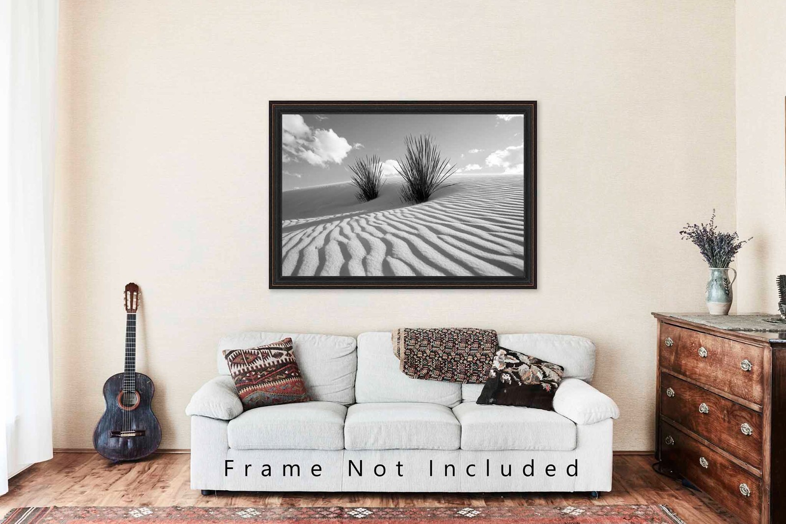 White Sands Photography Print: New Mexico Black & White Yucca Plant Desert Photo