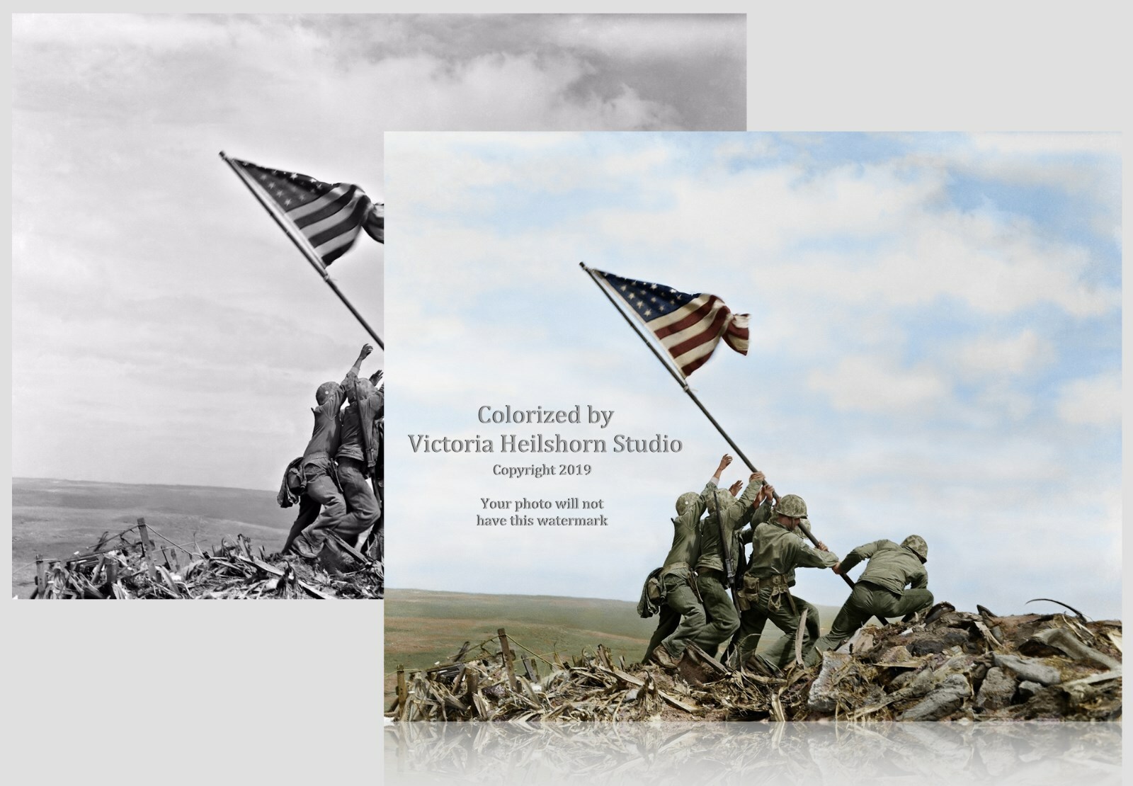 Colorized Photo Poster: U.S. Flag Raising on Iwo Jima, World War II — 6 Sizes!