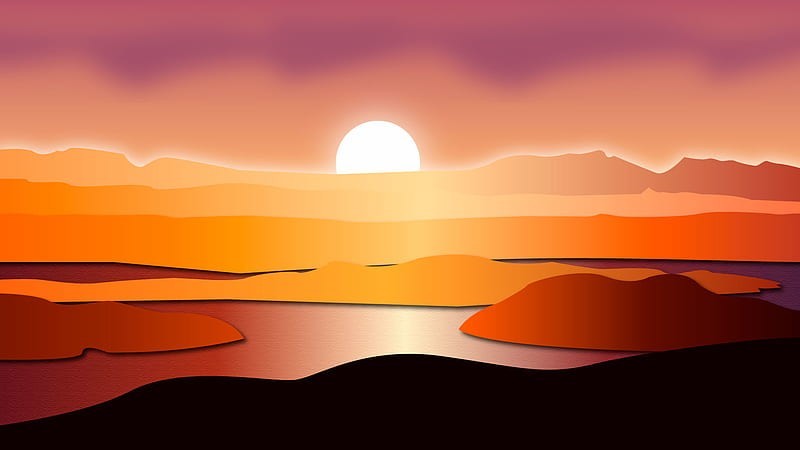 Digital Art Picture OF the Great Classic Sun Set 4K Resolution image