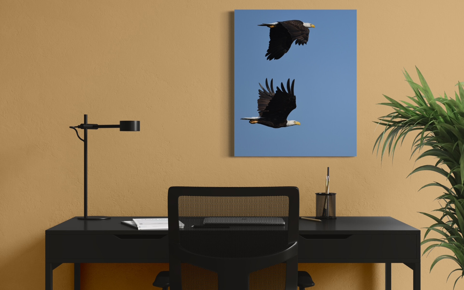 24 x 20 metal print of two eagles in flight
