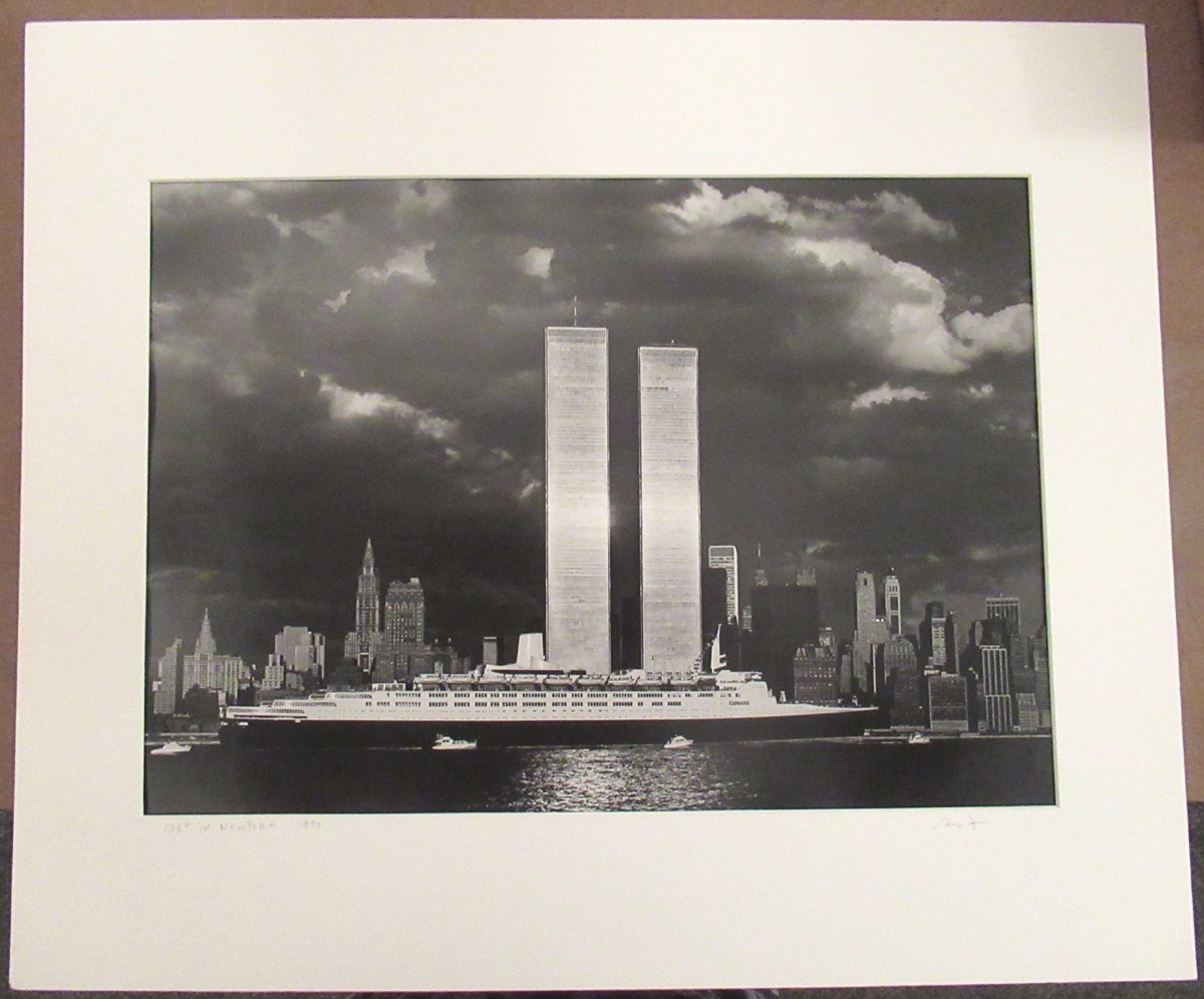 1977 Large George Forss Signed Photograph, “QE2 in New York”