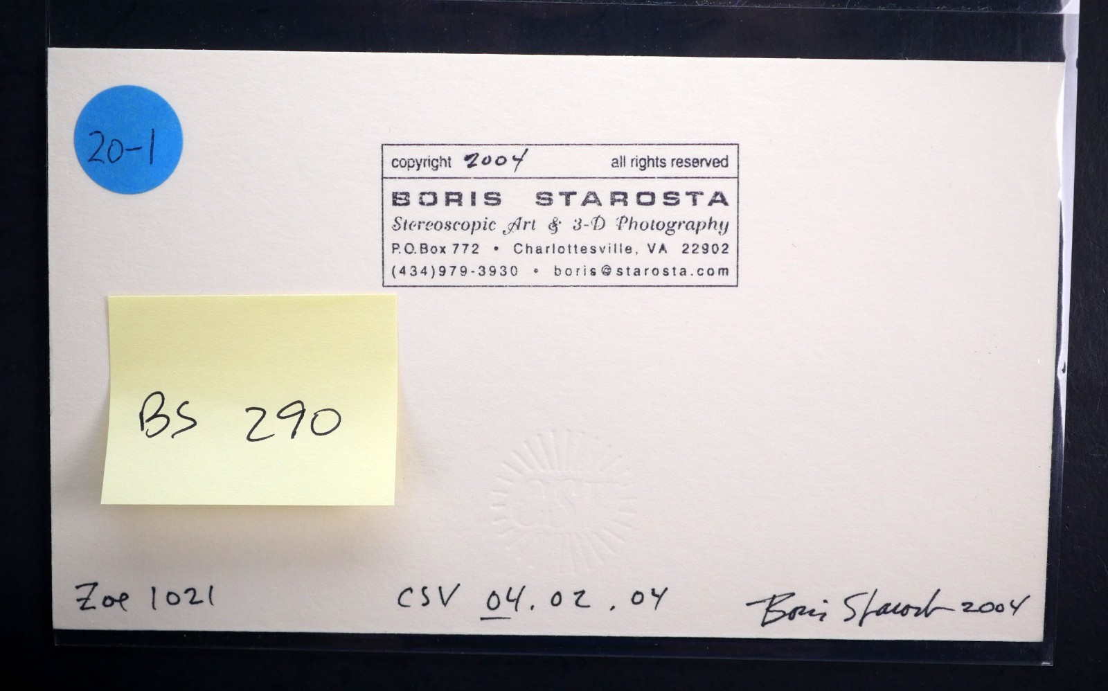 Boris Starosta 3D Stereoview – Zoe 1021 – portrait model signed 2004 #290