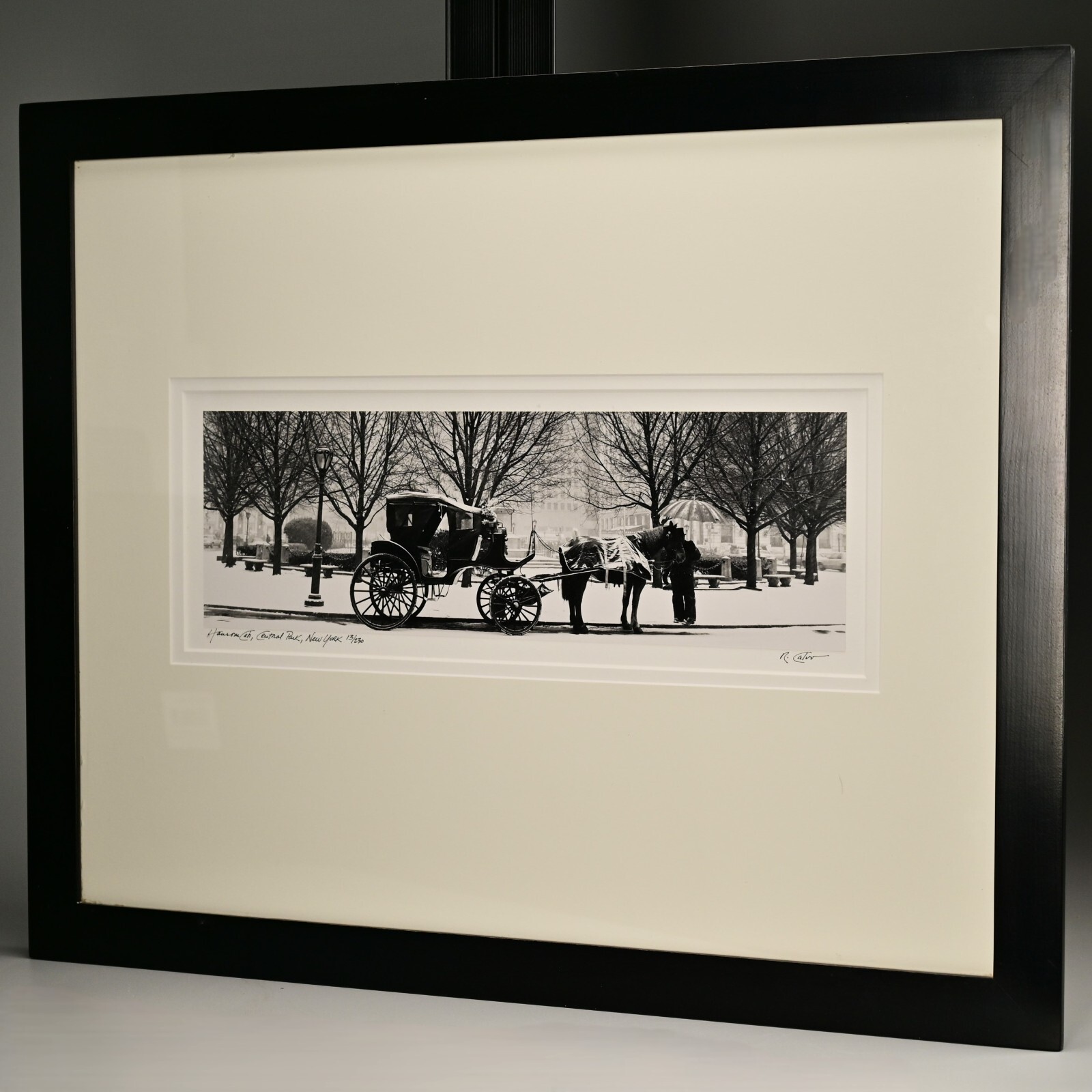 RICHARD CALVO Original Vintage Signed Central Park NY Horse Carriage Photograph