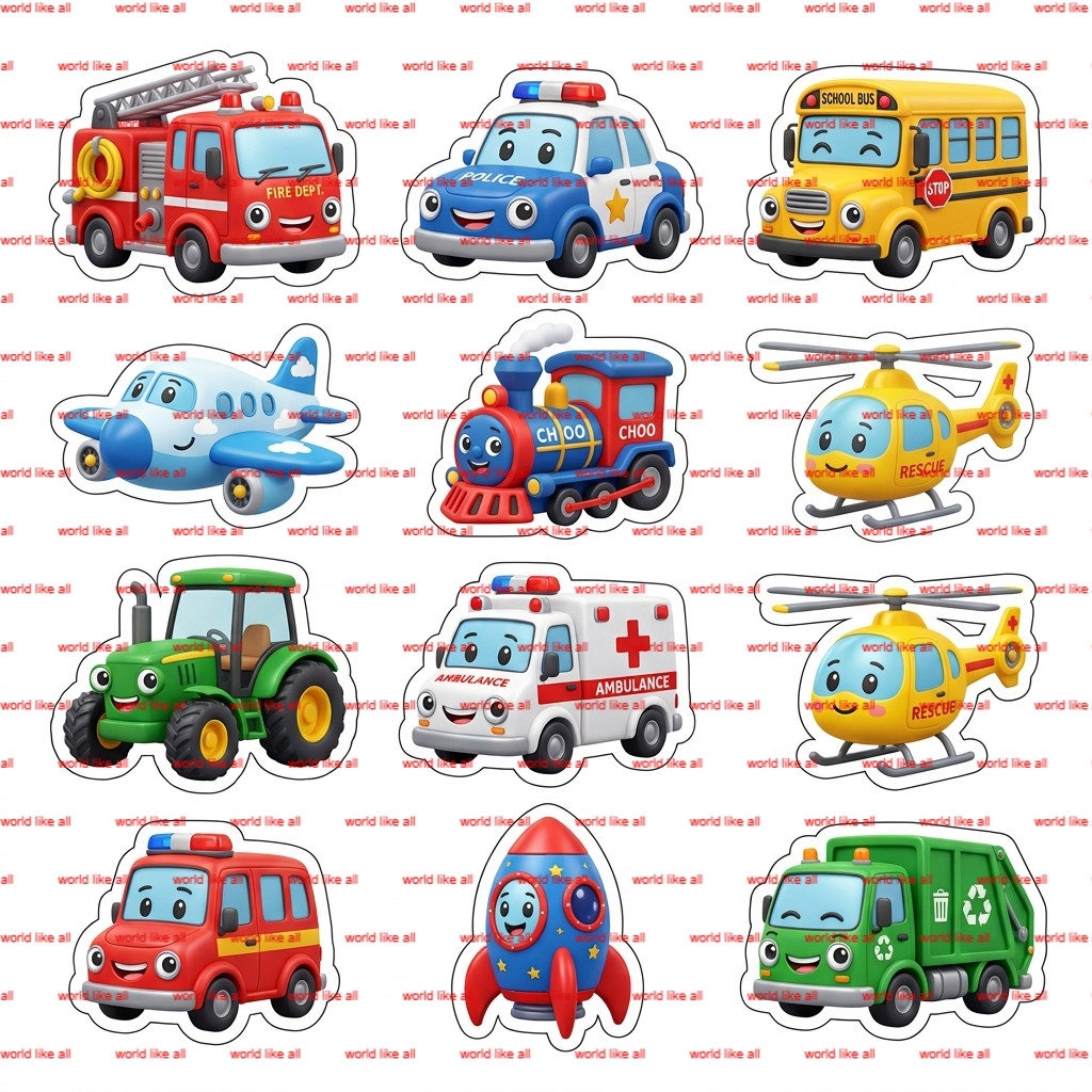 Stickers for Kids | Cute 3D Cartoon [Theme] Sticker Sheet | Digital 4k Download