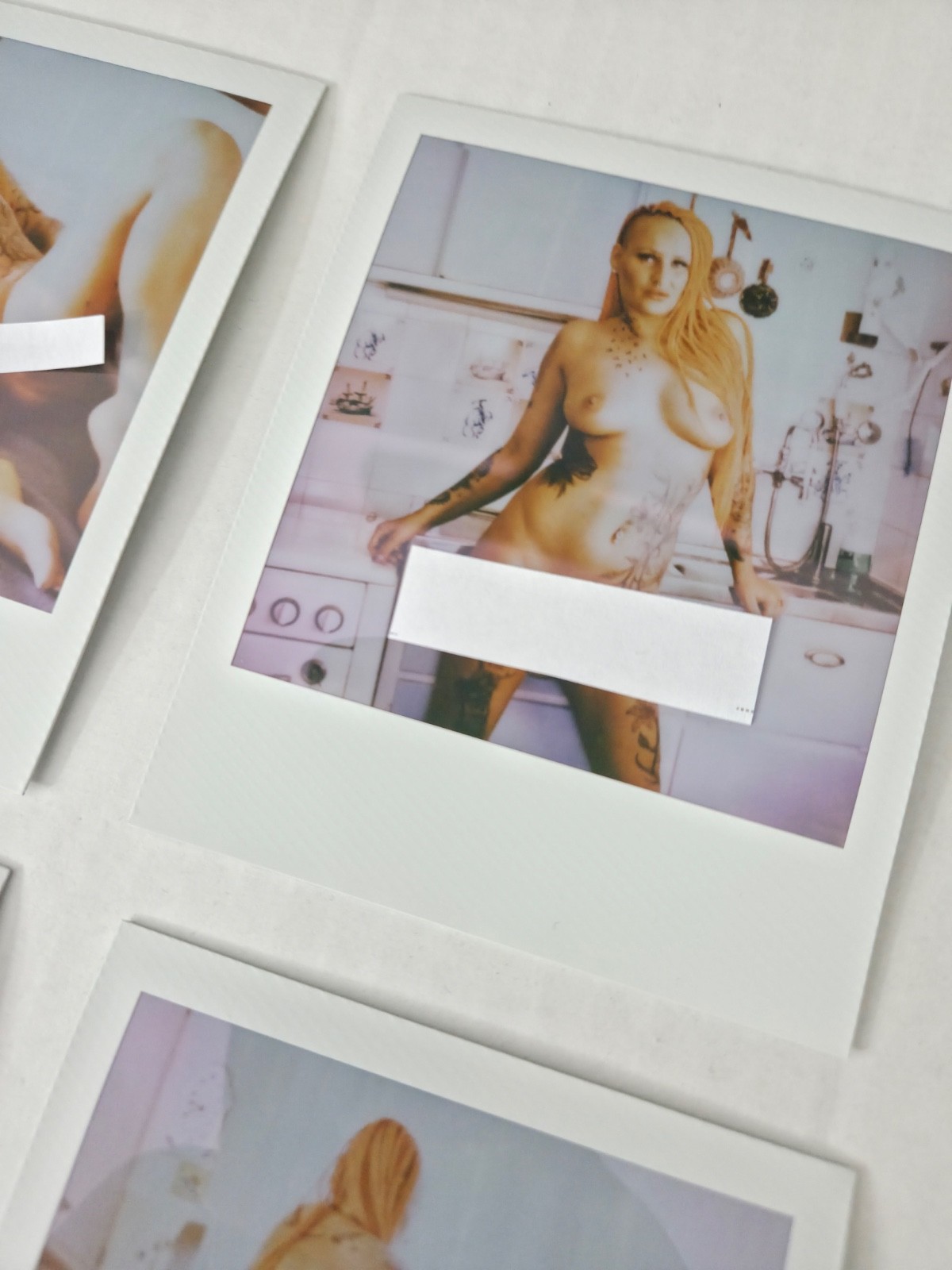 Polaroid Photo – Set of 4 Nude Tattoo Model, Nude Instant Color Photo – Original