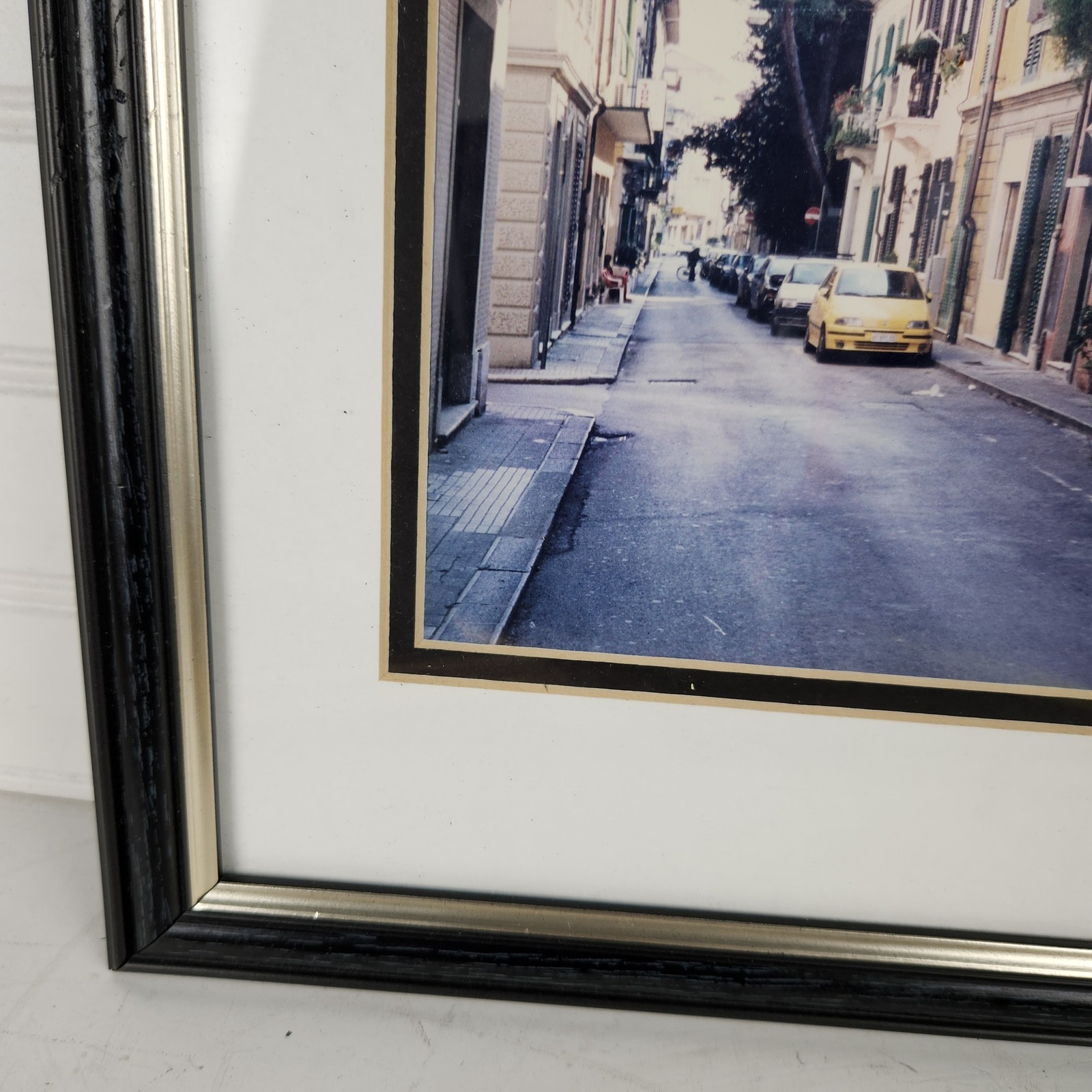 Vintage Framed Italian Street Scene Photograph Narrow Alleyway Art Print 12×15.5