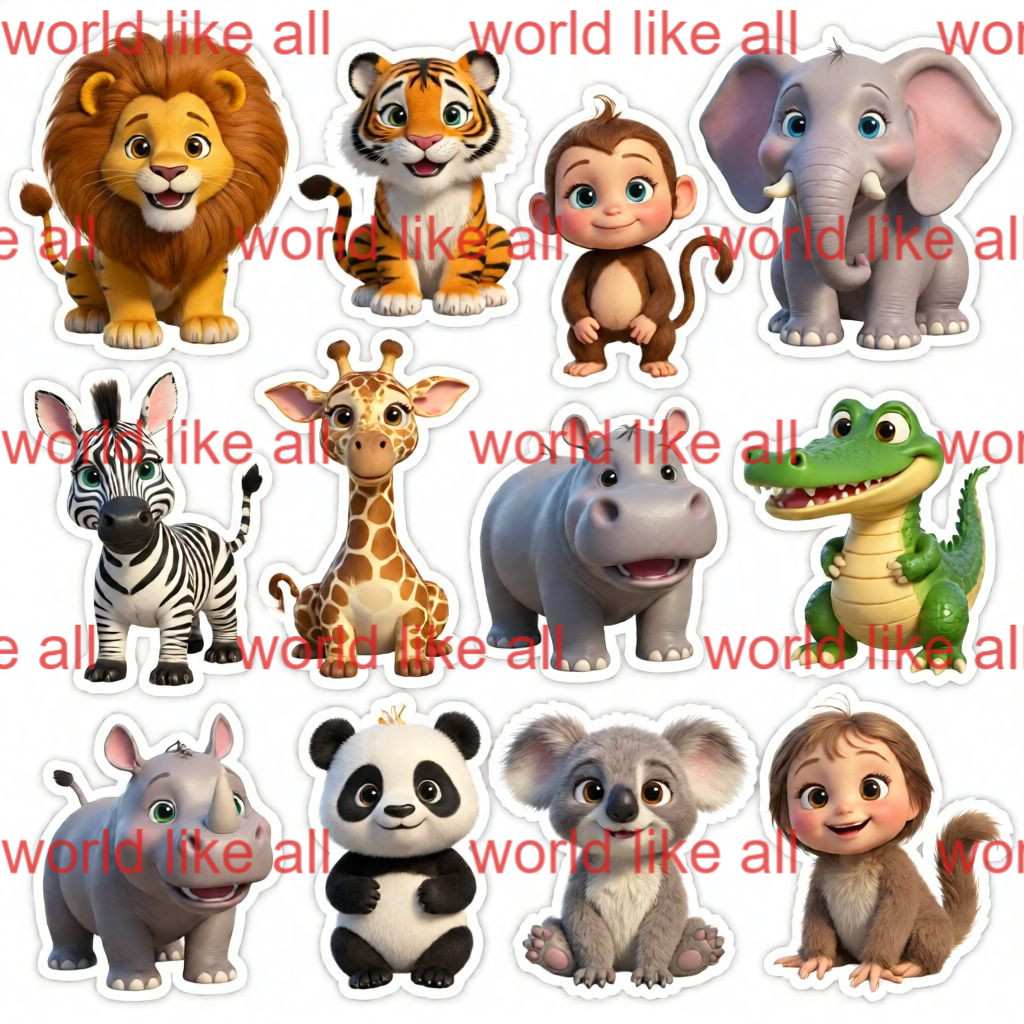 Printable Digital Stickers | Cute Cartoon Kids Sticker Bundle | 4K