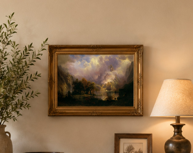 Vintage Style Majestic Mountain Art Print Digital Download, Traditional Art