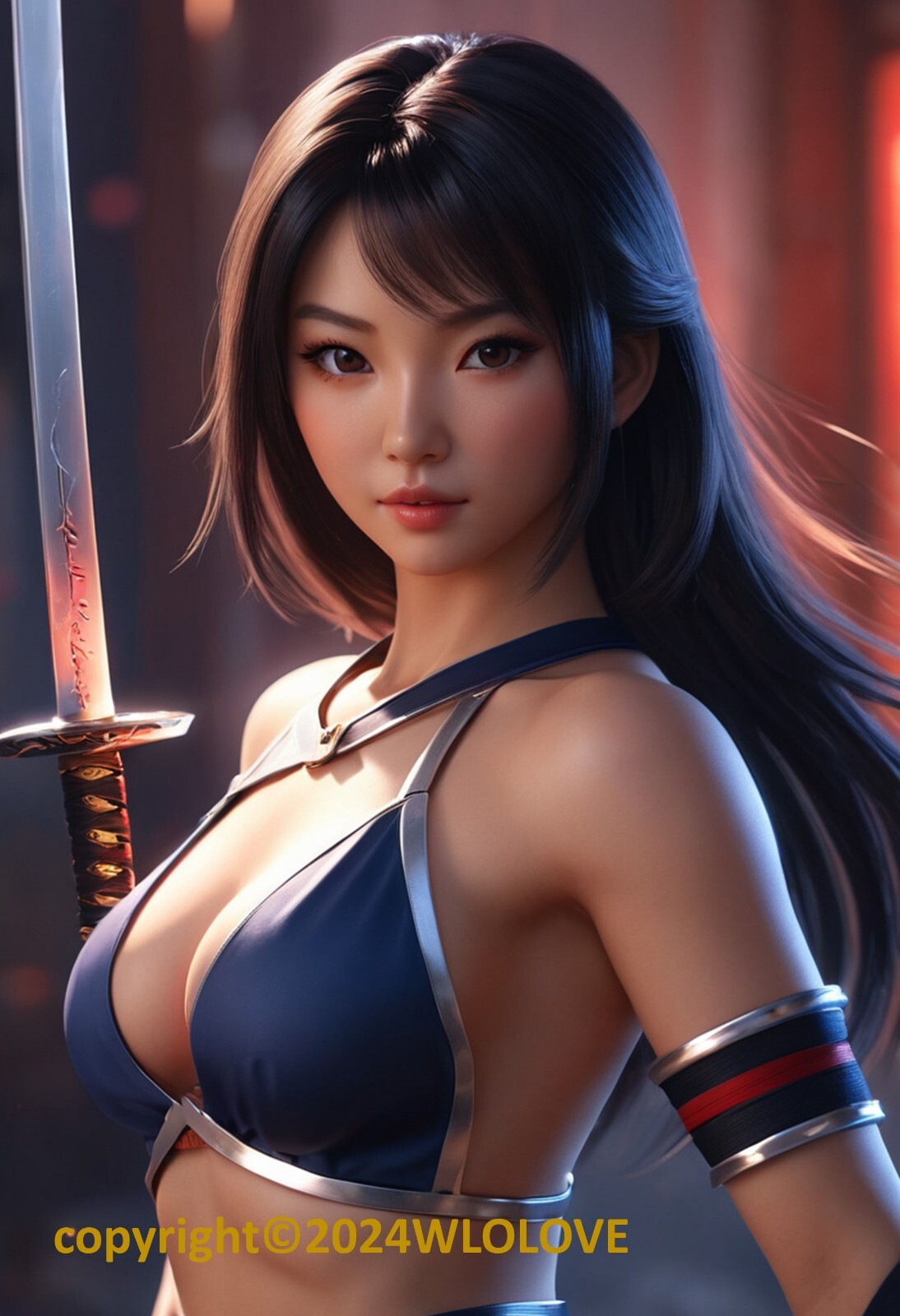Beautiful Sensual Asian Girl Anime on Quality semi-gloss Photo Paper 13″ x 19″