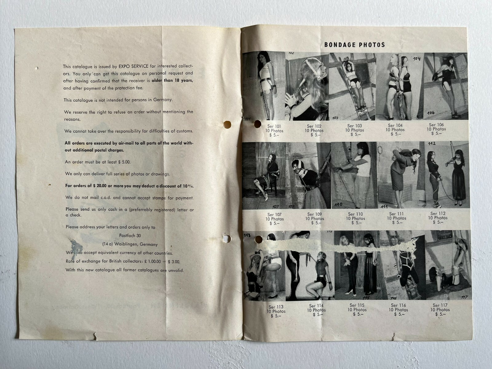 12 Page Original Catalog 1961 Photo Movies 8mm Bondage Nude Patent Leather Nude A