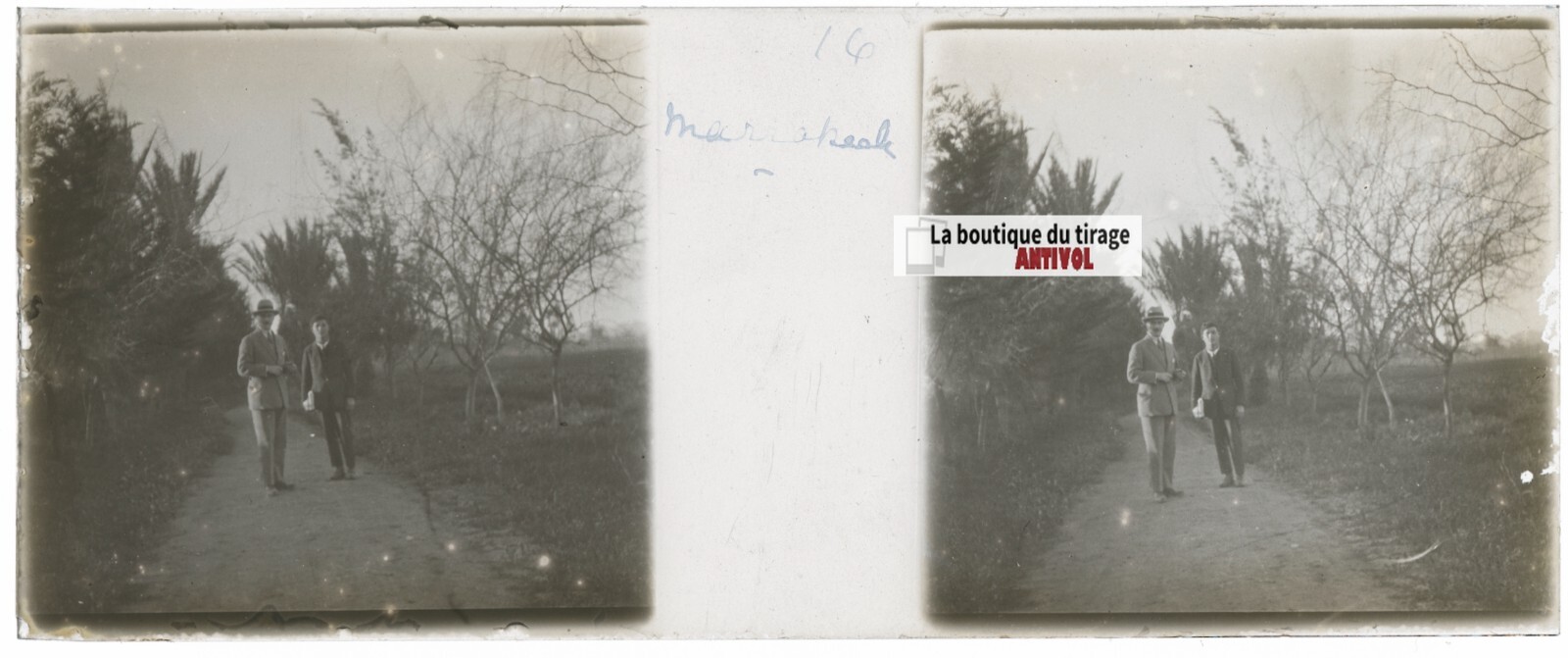 Marrakech Morocco, Stereoscopic Glass Plate, Black & White Positive 4.5×10.7 Cm