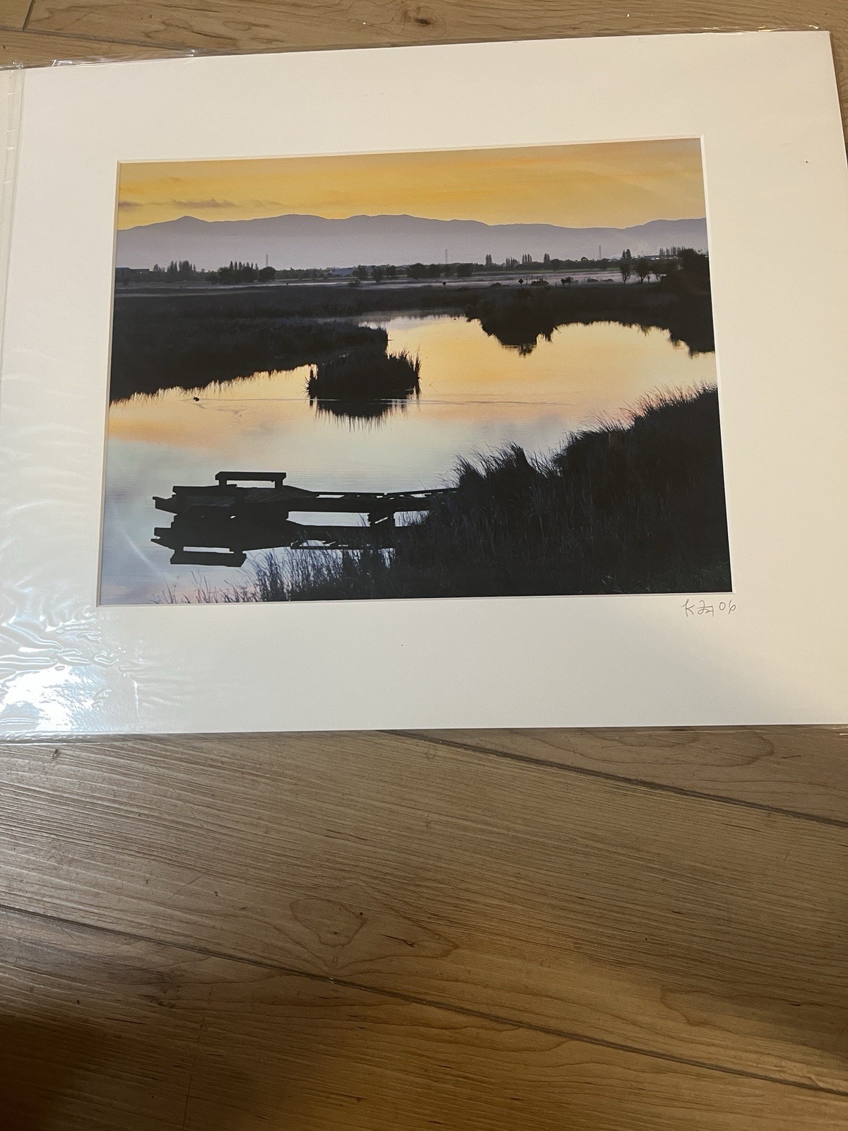 Kevin Fox Sunrise On The Dock Marsh Matted Photo 16×20 Signed 2003
