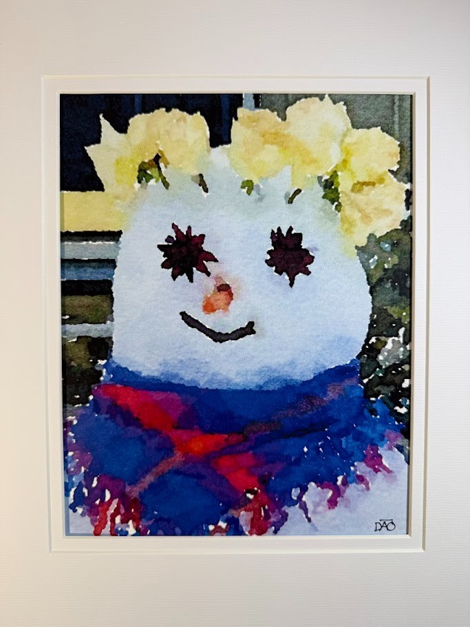 Snowman Digital Watercolor Original Photograph 8 X 10 Matted To 11 X 14 – Signed