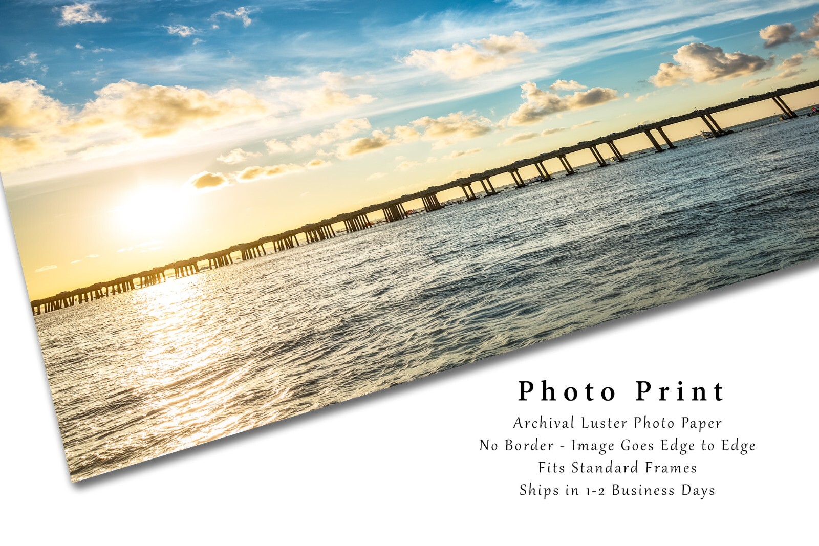 Coastal Photography Print – Picture of Destin Bridge at Sunset in Florida