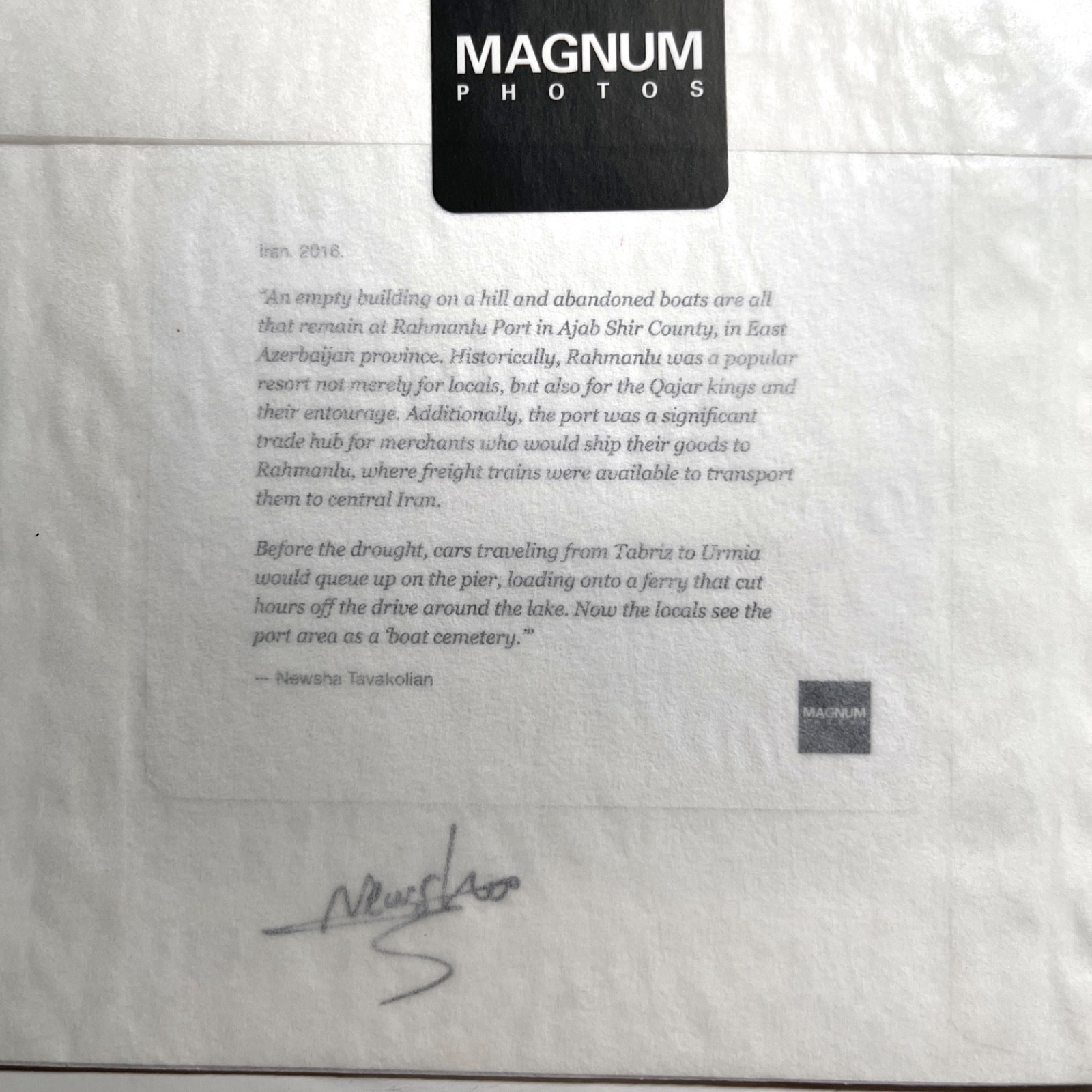 SIGNED NEWSHA TAVAKOLIAN IRAN 2016 LIMITED EDITION MAGNUM 6×6 PRINT NEW