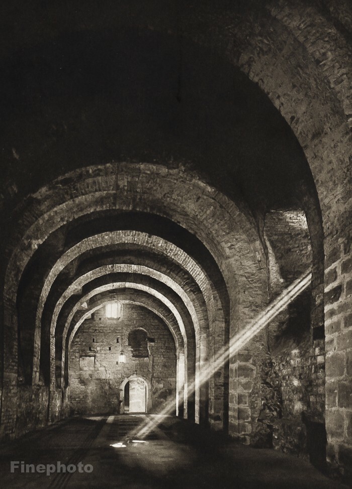 1946 Vintage Josef Sudek Prague Castle Roman Arches Sun Architecture Photo Art
