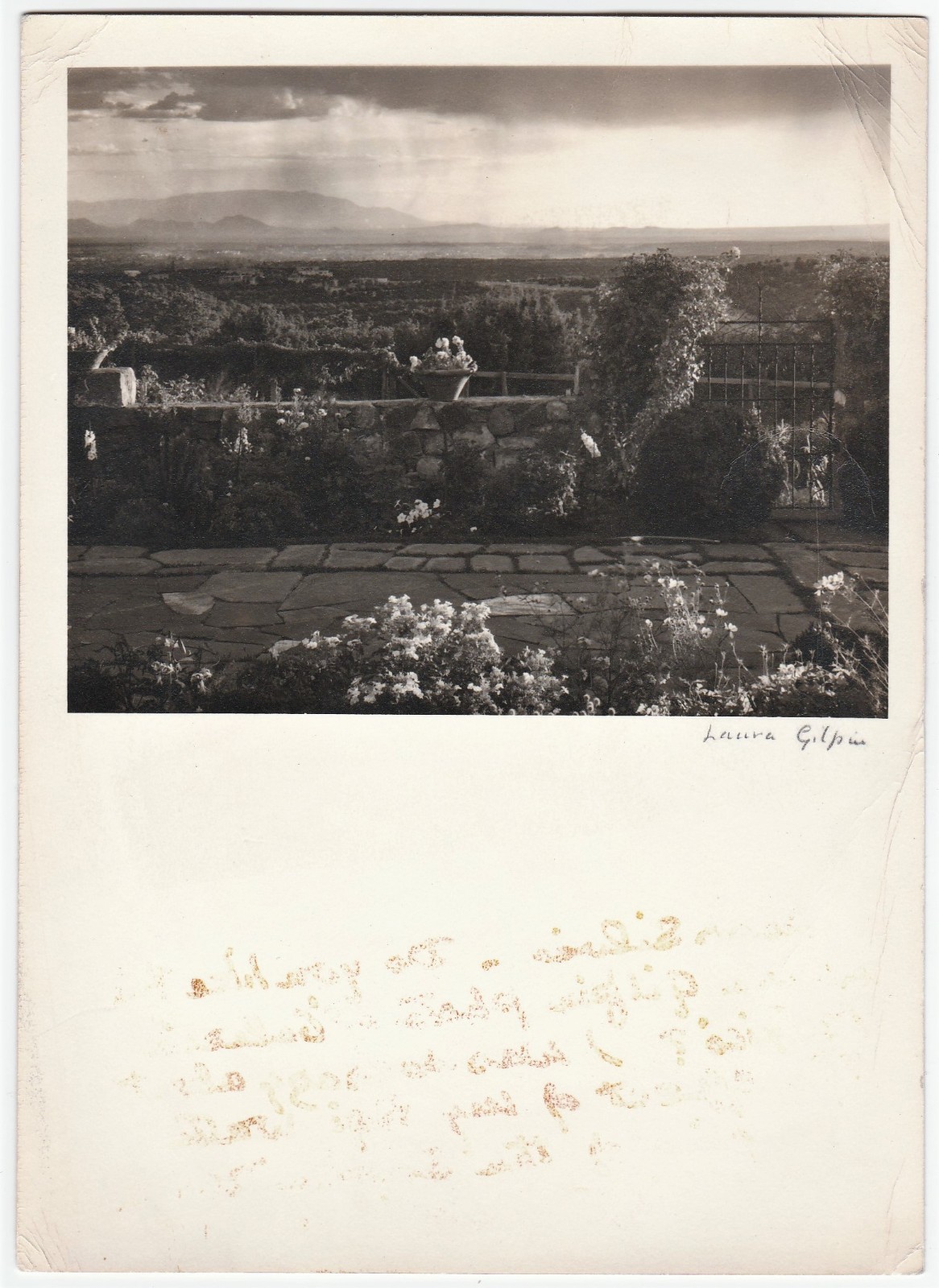 RARE Southwest Photographer Laura Gilpin Signed Photo – Santa Fe Plain ca 1950