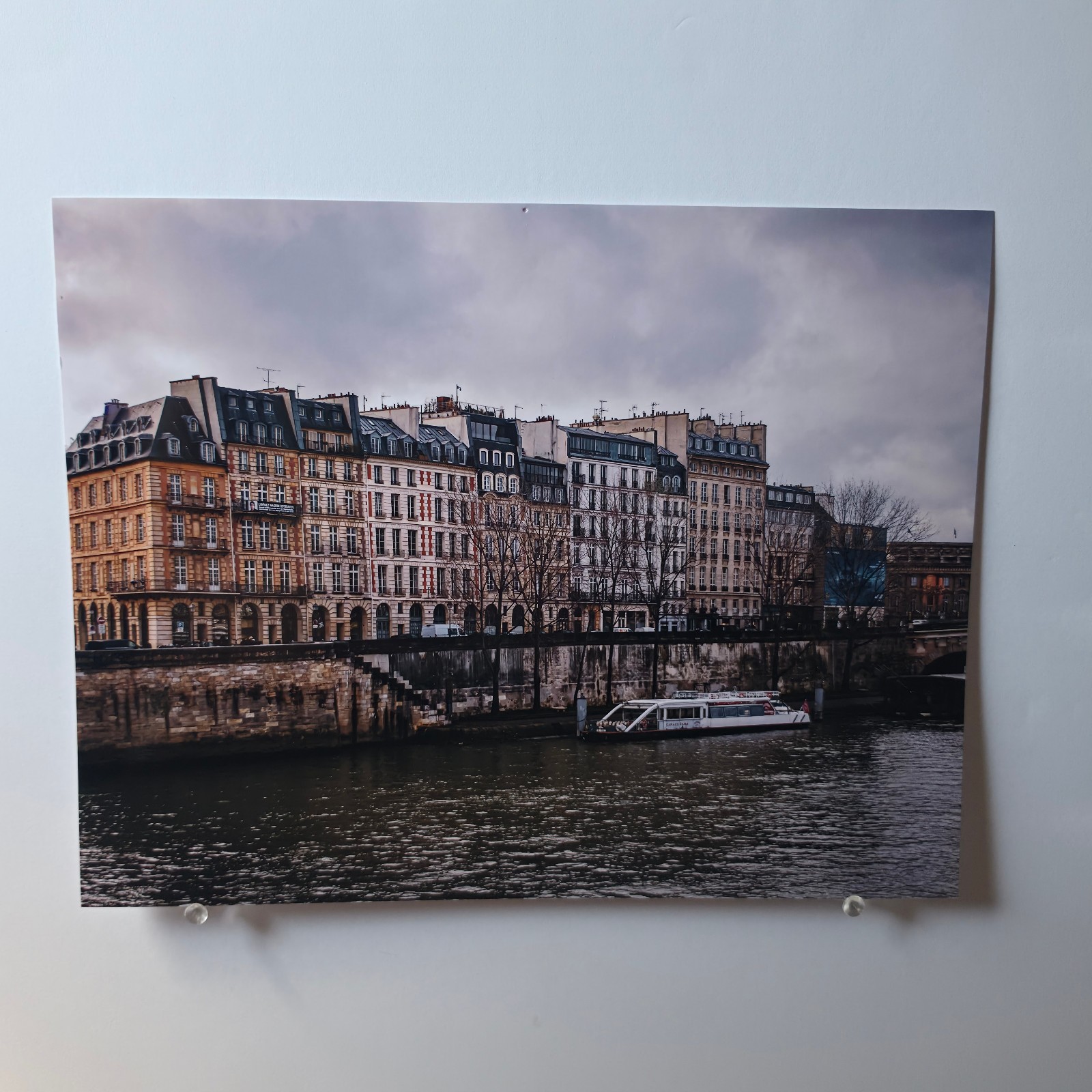 Paris Riverside Architecture Print European Cityscape Wall Art Historic Building