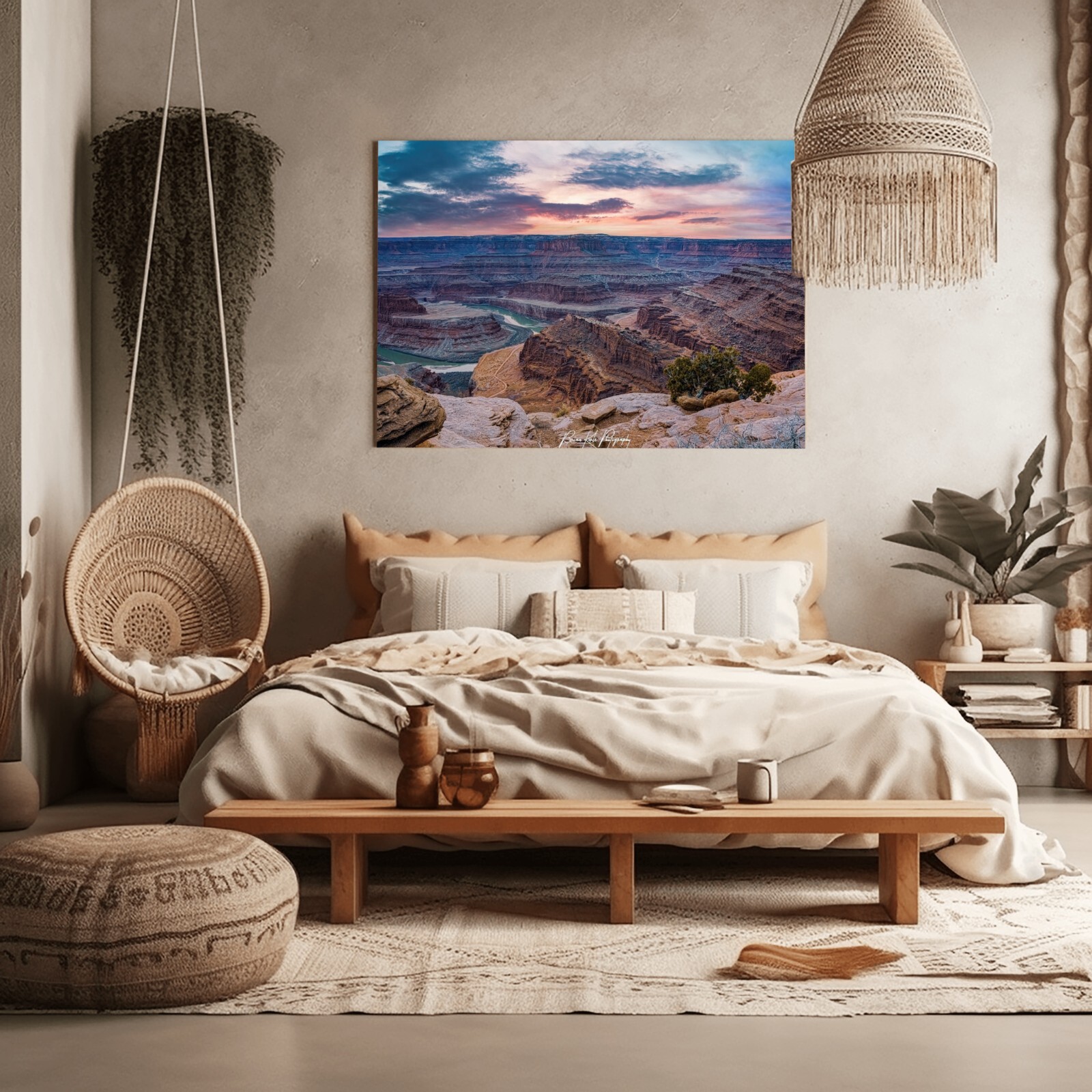 Dead Horse Point Utah- Canyon Sunset Framed Canvas Landscape Photograph Wall Art